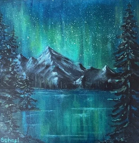 Where the Night Glows | 10x10" Acrylic on Gallery Depth Canvas by Shelly Bischoff