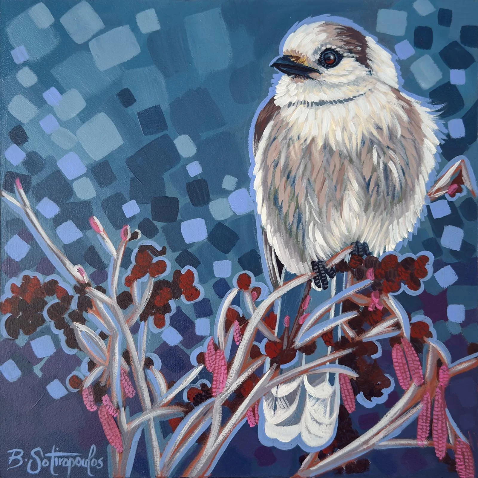 Little Mischief | 10x10" Acrylic on Cradled Birch Panel by Barb Sotiropoulos