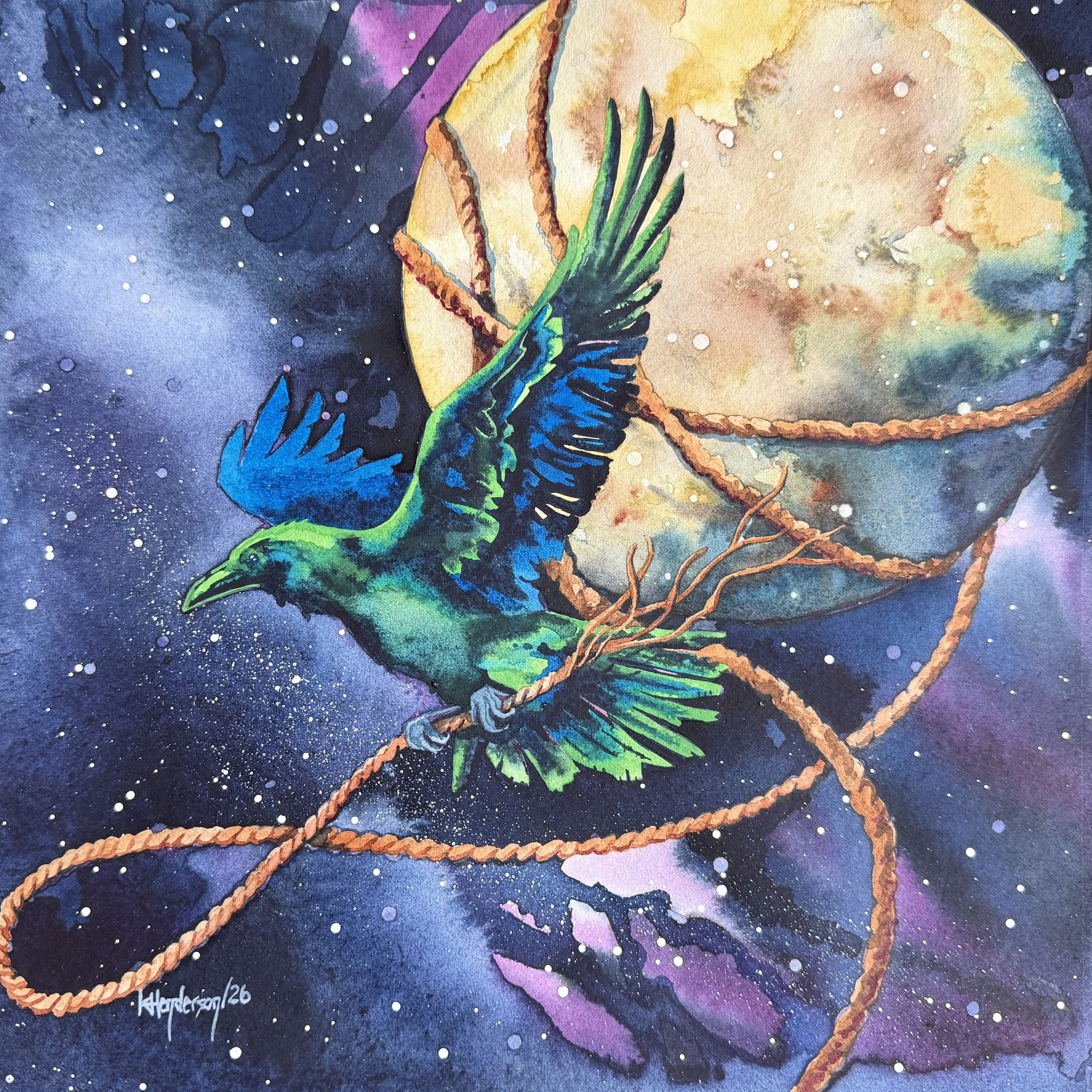 The Chase | 10x10" Framed Watercolor on Paper by Kyley Henderson