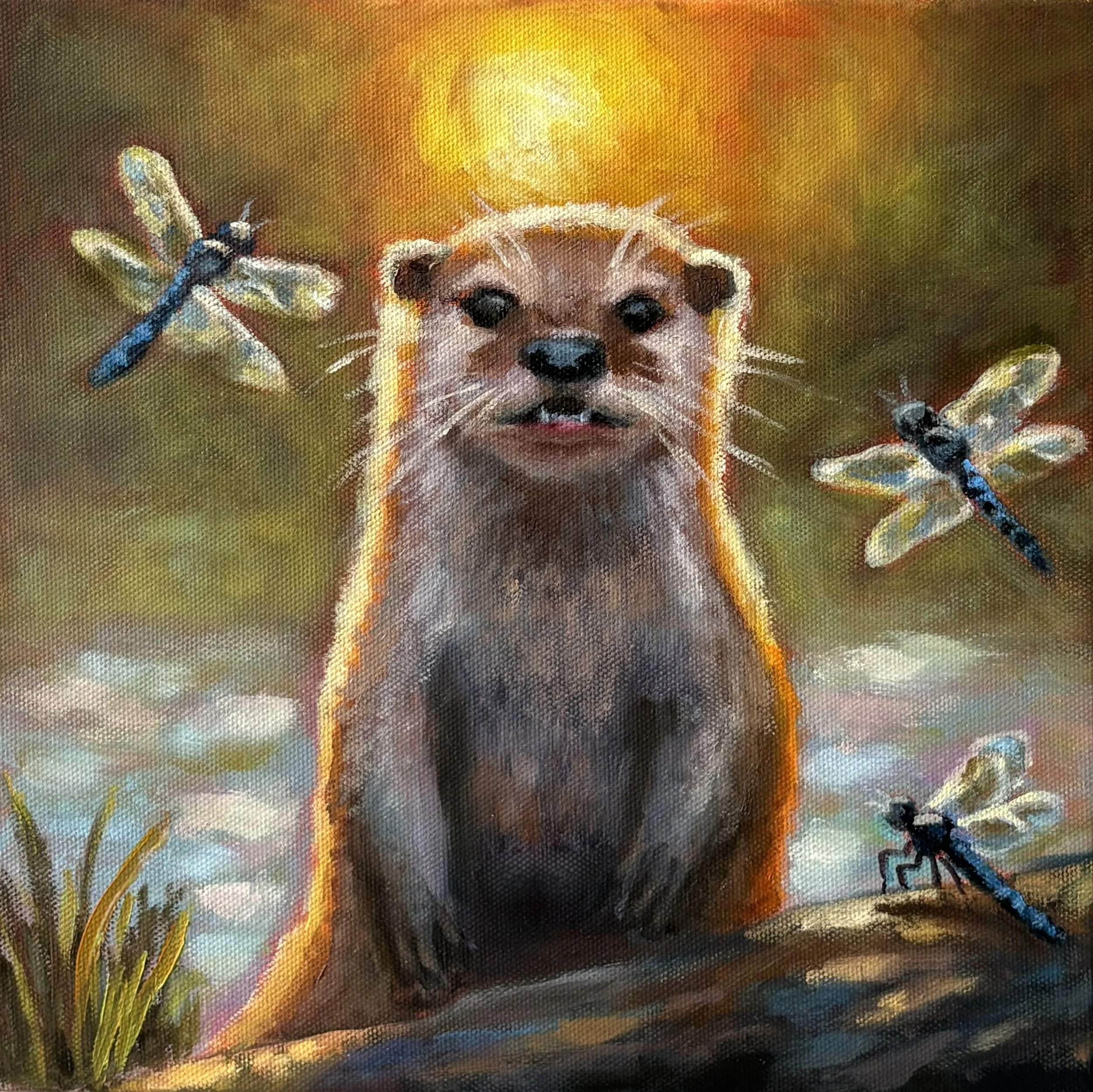 Otterly Adorable | 10x10" Oil on Canvas by Lancette Burton