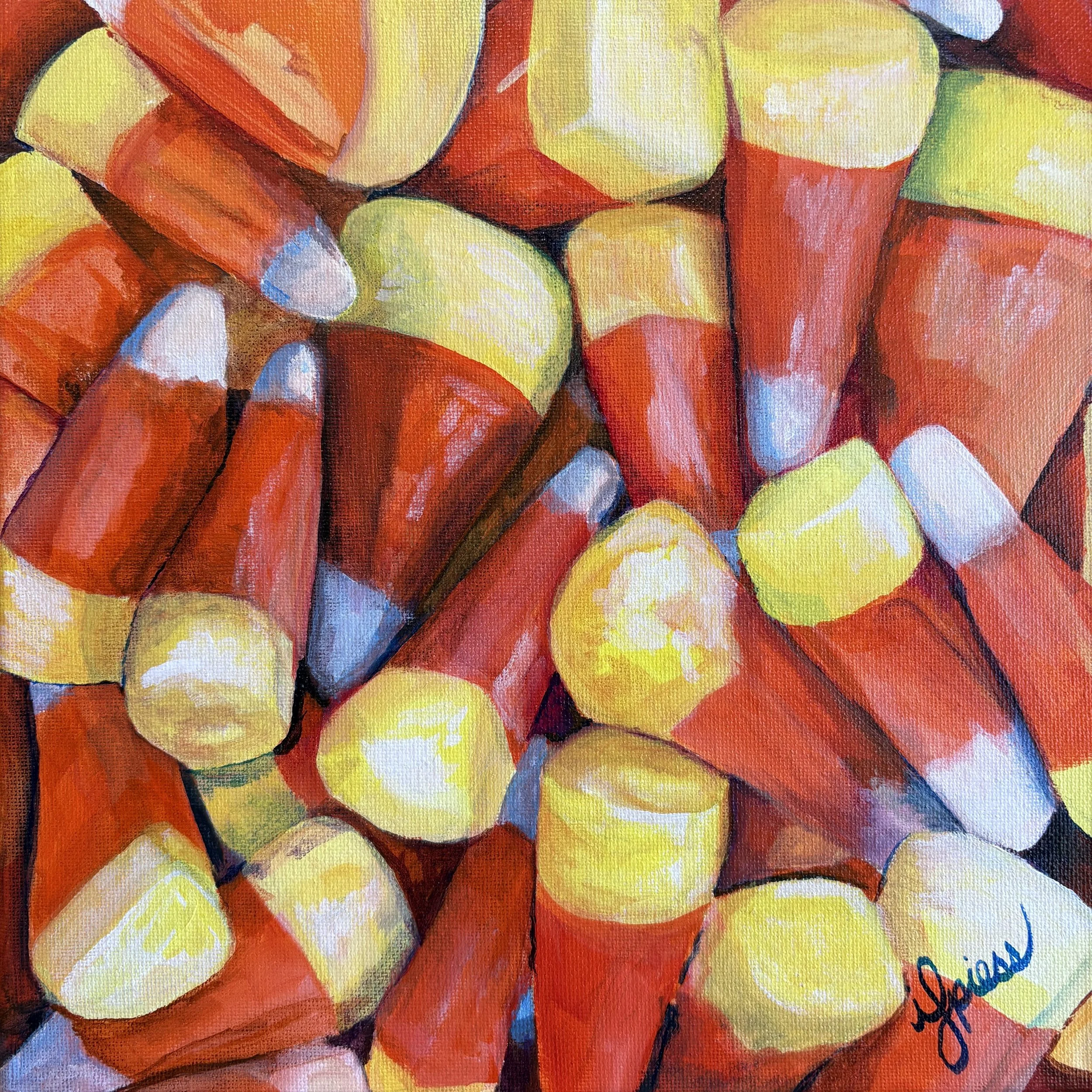 Candy Corn | 10x10" Acrylic on Canvas by Isabelle Spiess