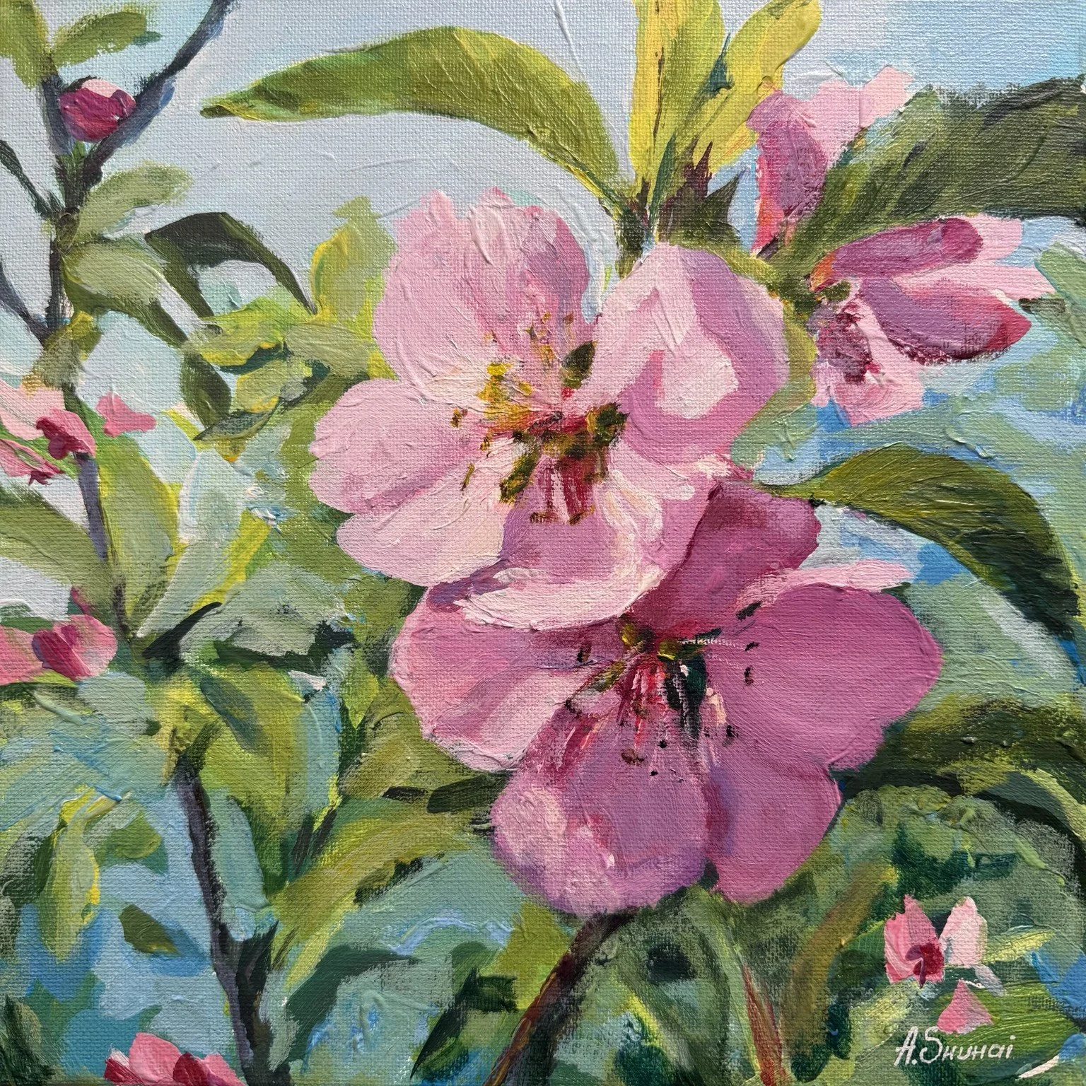 In Bloom |  10x10" Acrylic on canvas by Alevtyna Shuhai