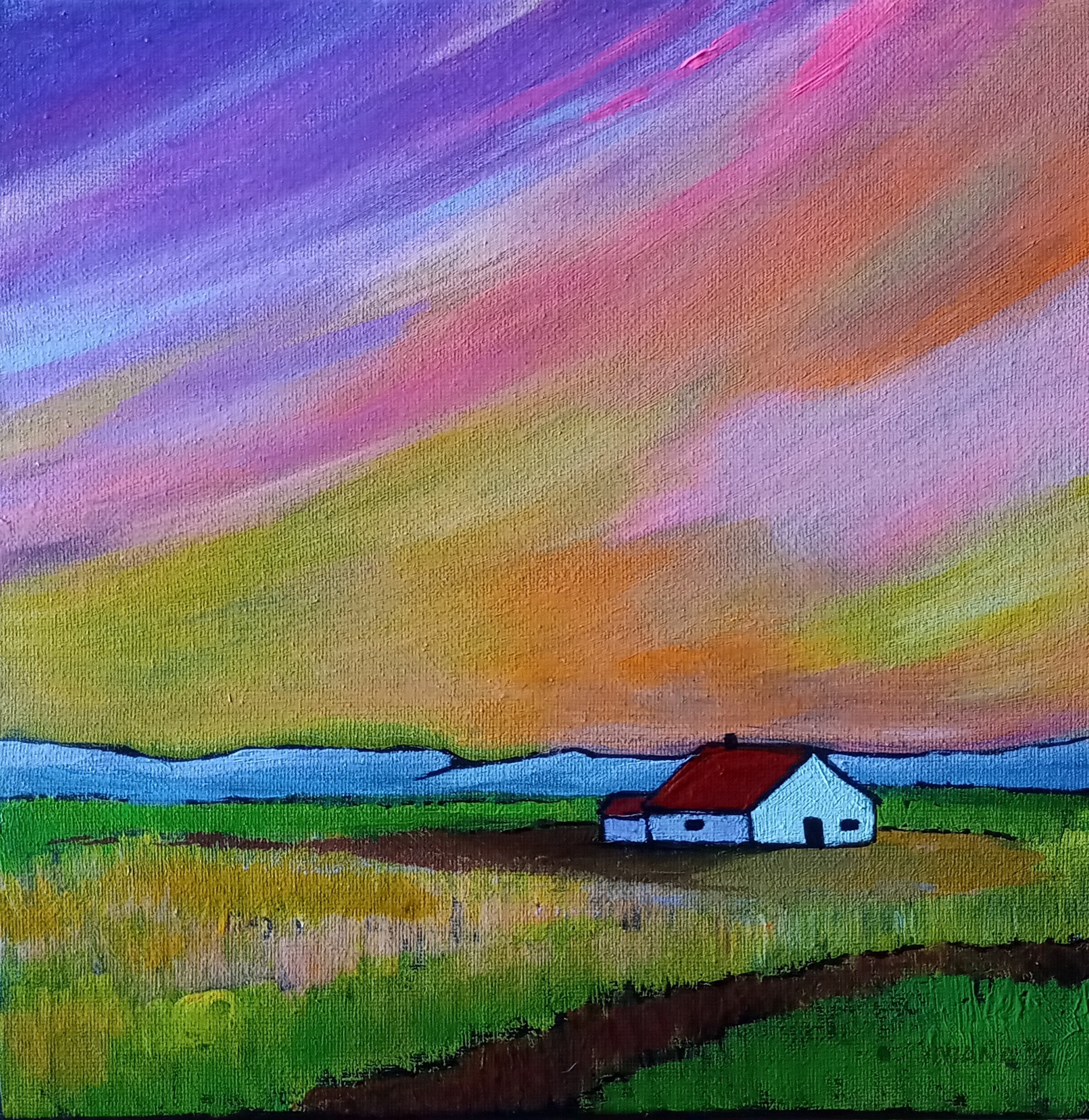 Candy Sky | 10x10" Acrylic Painting on Canvas by Viviana Pacheco