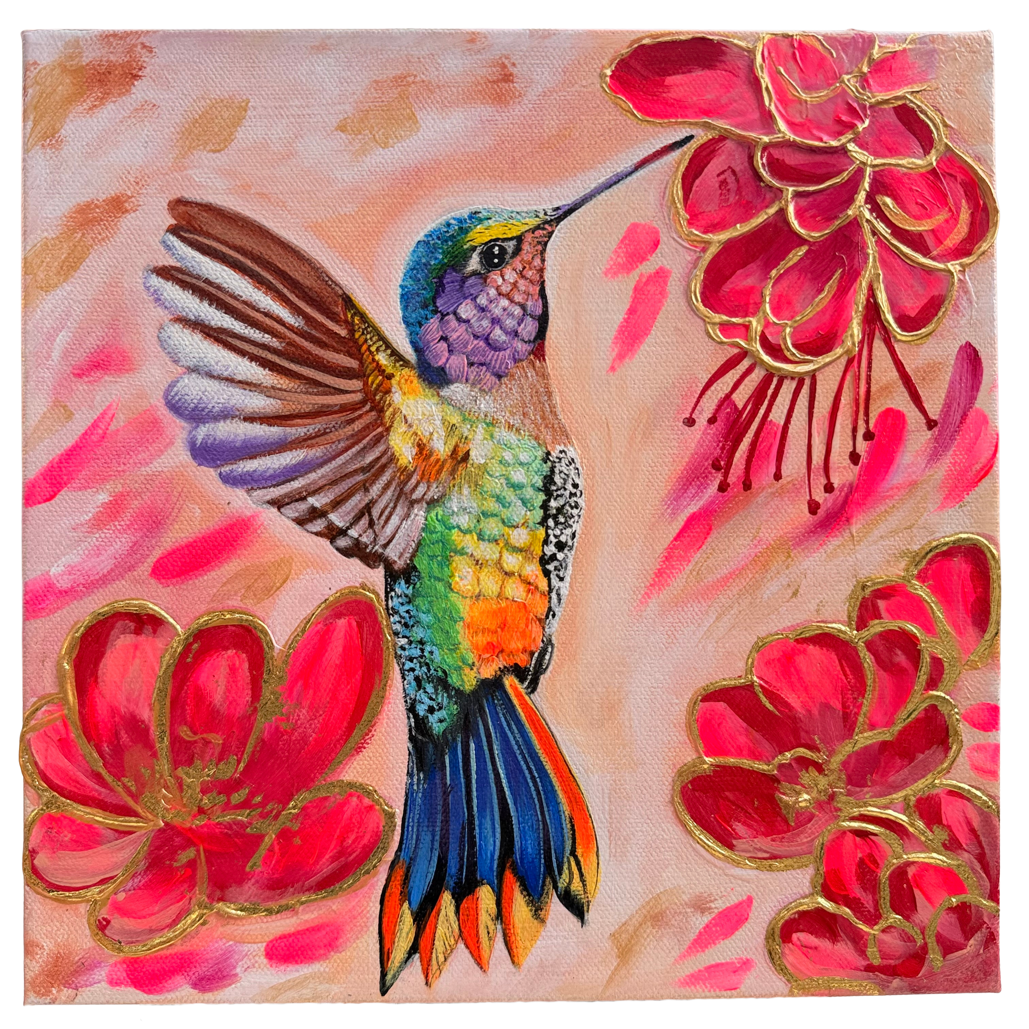 Petal Borne | 10x10" Acrylic on Canvas by Archana Mathur