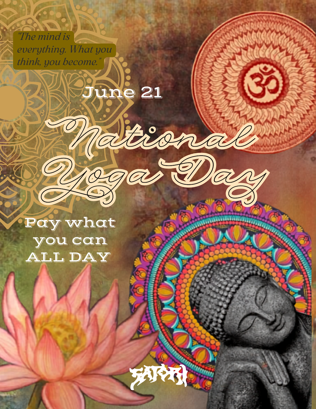 National Yoga Day - June 21st. Pay what you can for all classes, all day.
