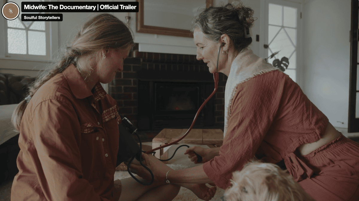 Screenshot from Midwife: The Documentary picturing Tanya with a client