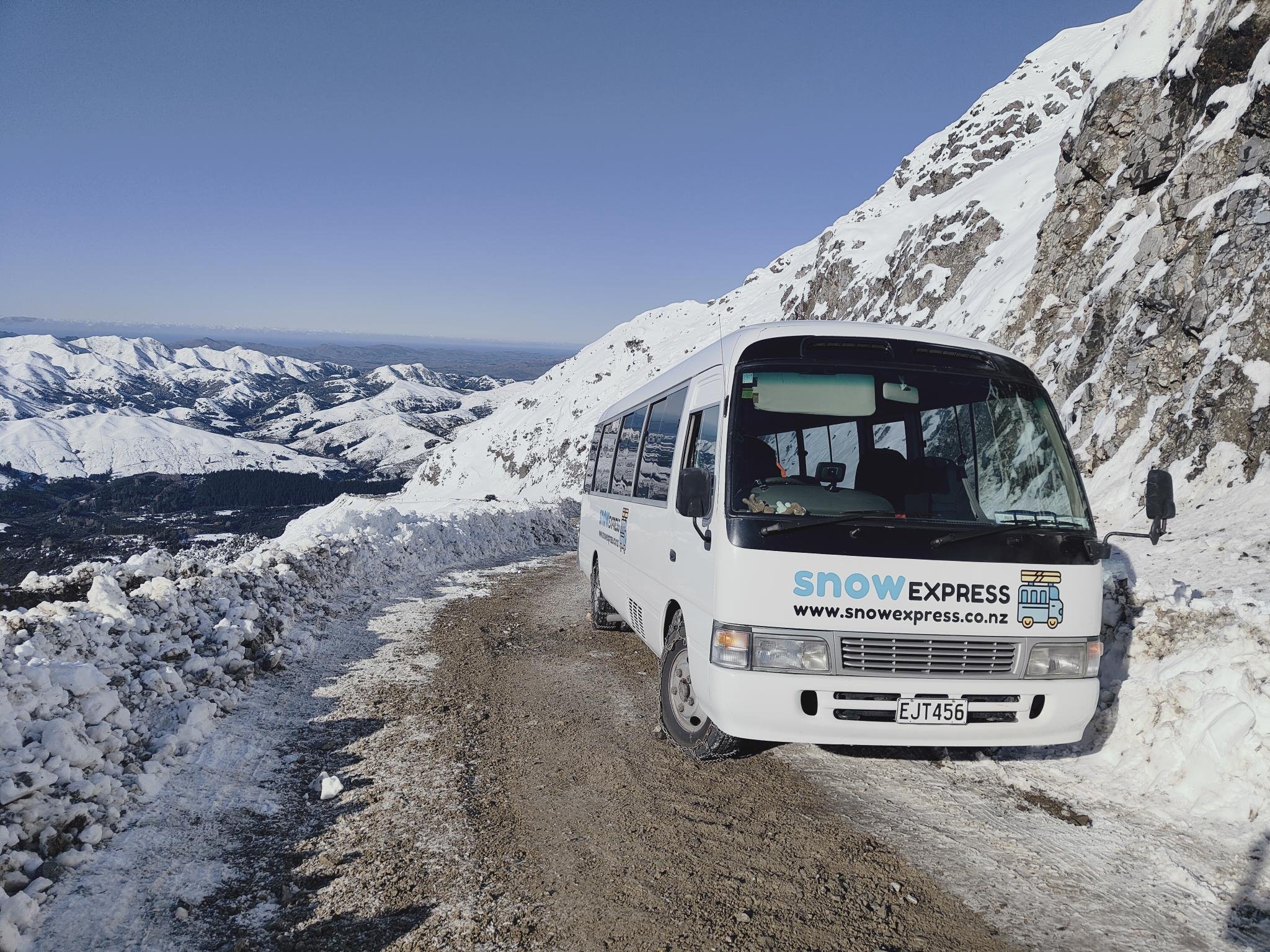 Snow Express on the Mt Lyford Access Road, North Canterbury, New Zealand
