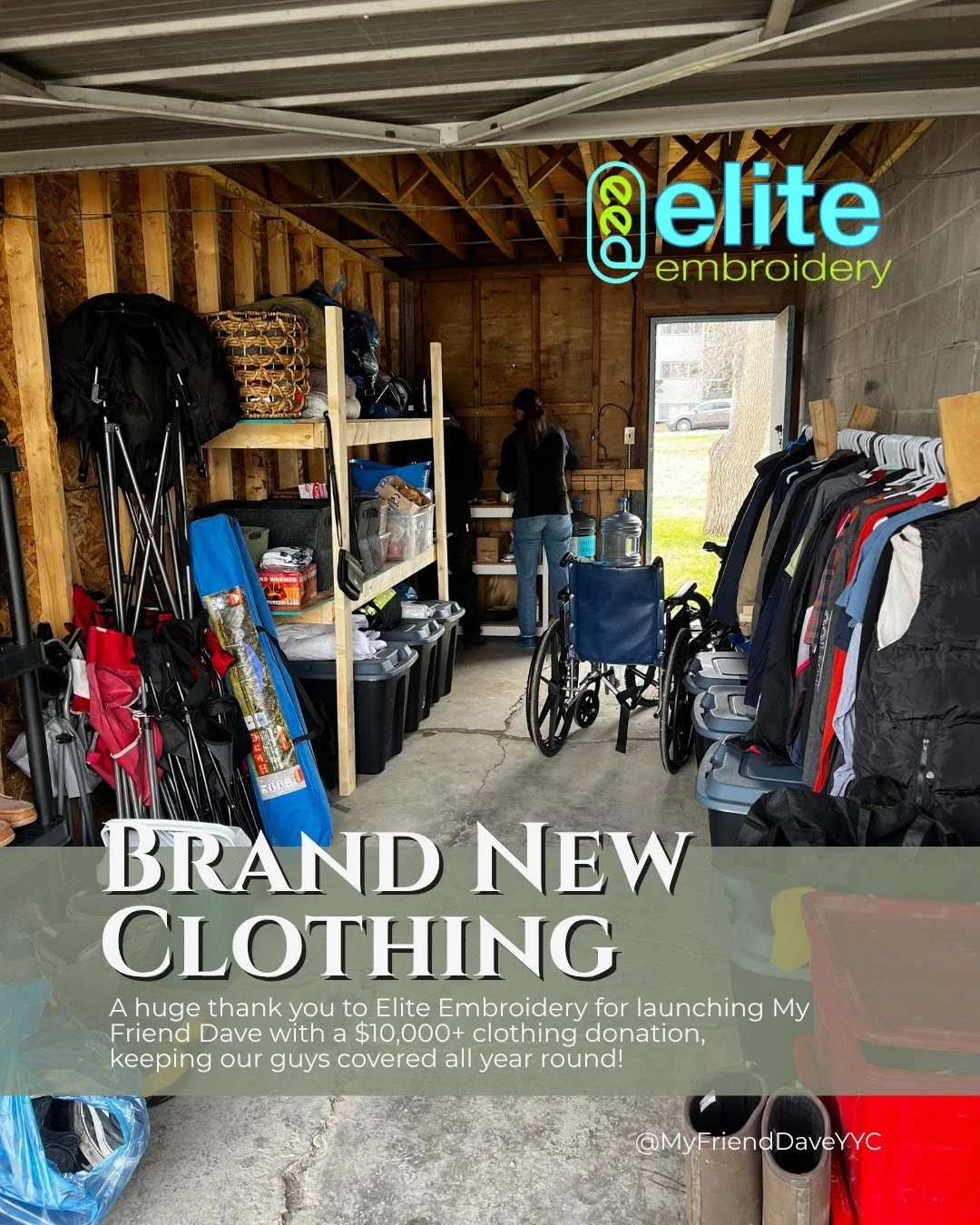 A heartfelt thank you to Elite Embroidery for their incredible $10,000 clothing donation, helping my friend Dave keep our guys warm, comfortable, and cared for all year round.👕 💙
