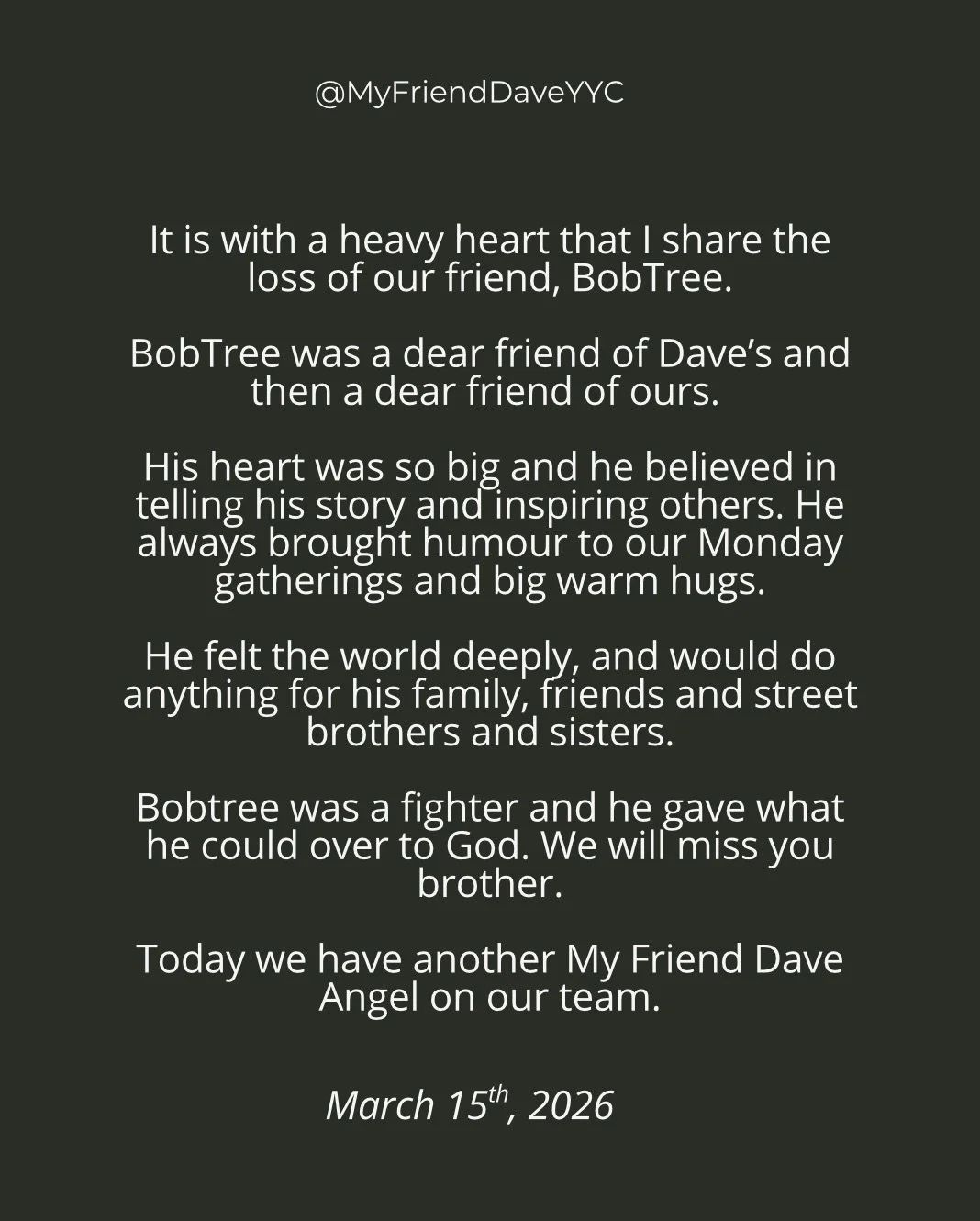 😔 such sad news this week.

#myfrienddave #community #friendship #family