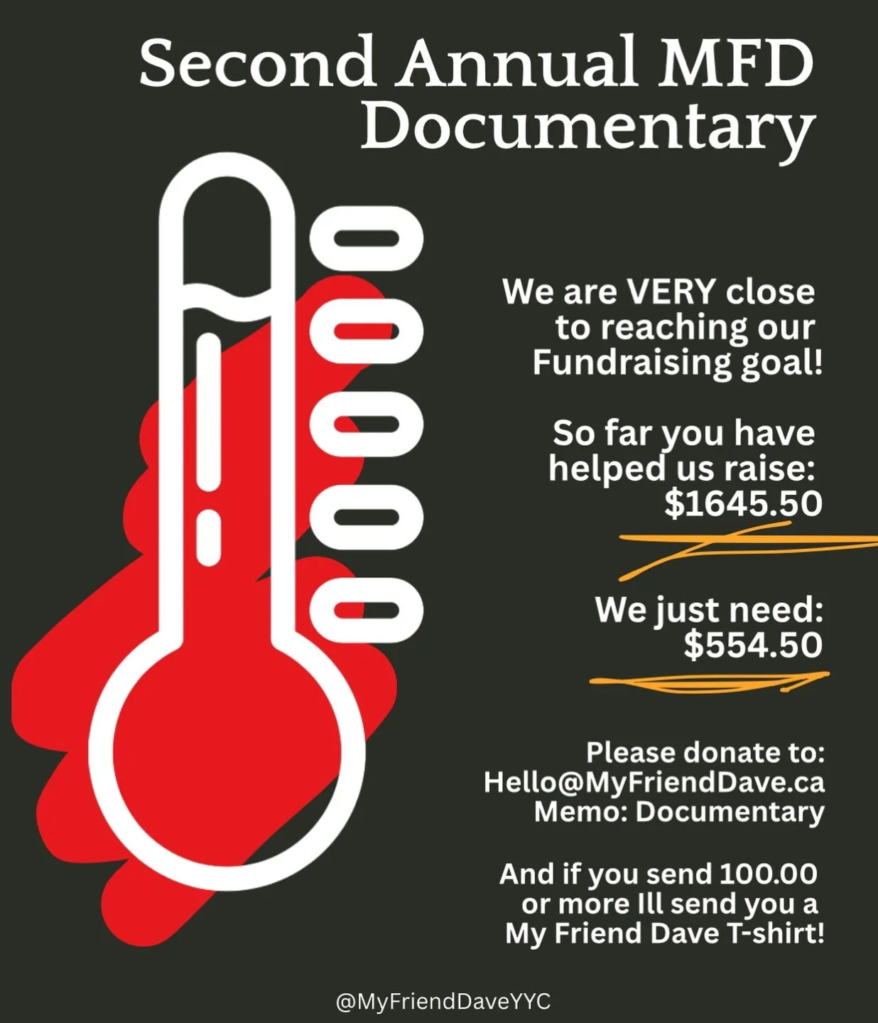 💃💃💃💃

Okie dokie friends we are killing this fundraiser!! 

Our Crew starts filming April 10th so we need your help getting them there!!

Anything helps our incredible crew come back for a second year to keep our stories alive! 

#myfrienddave #m