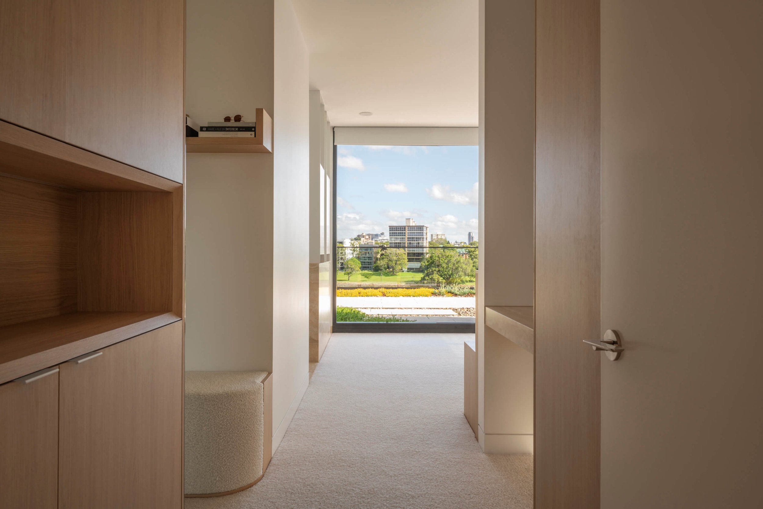 Akuna Laidlaw home East Brisbane - bedroom entry. Interiors by Borgeaud Interiors.