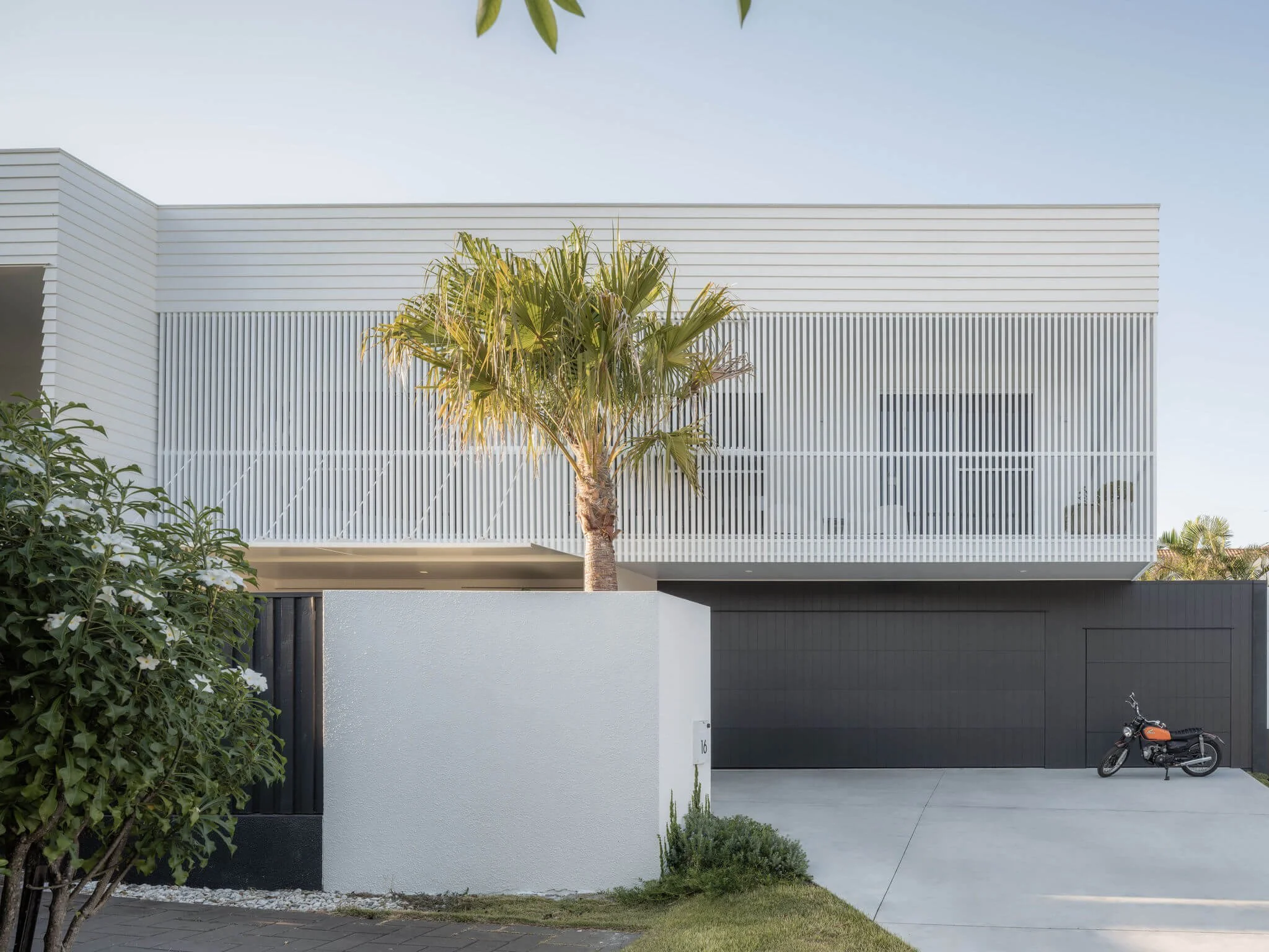 Parklane Place home Bulimba - street front. Interiors by Borgeaud Interiors.