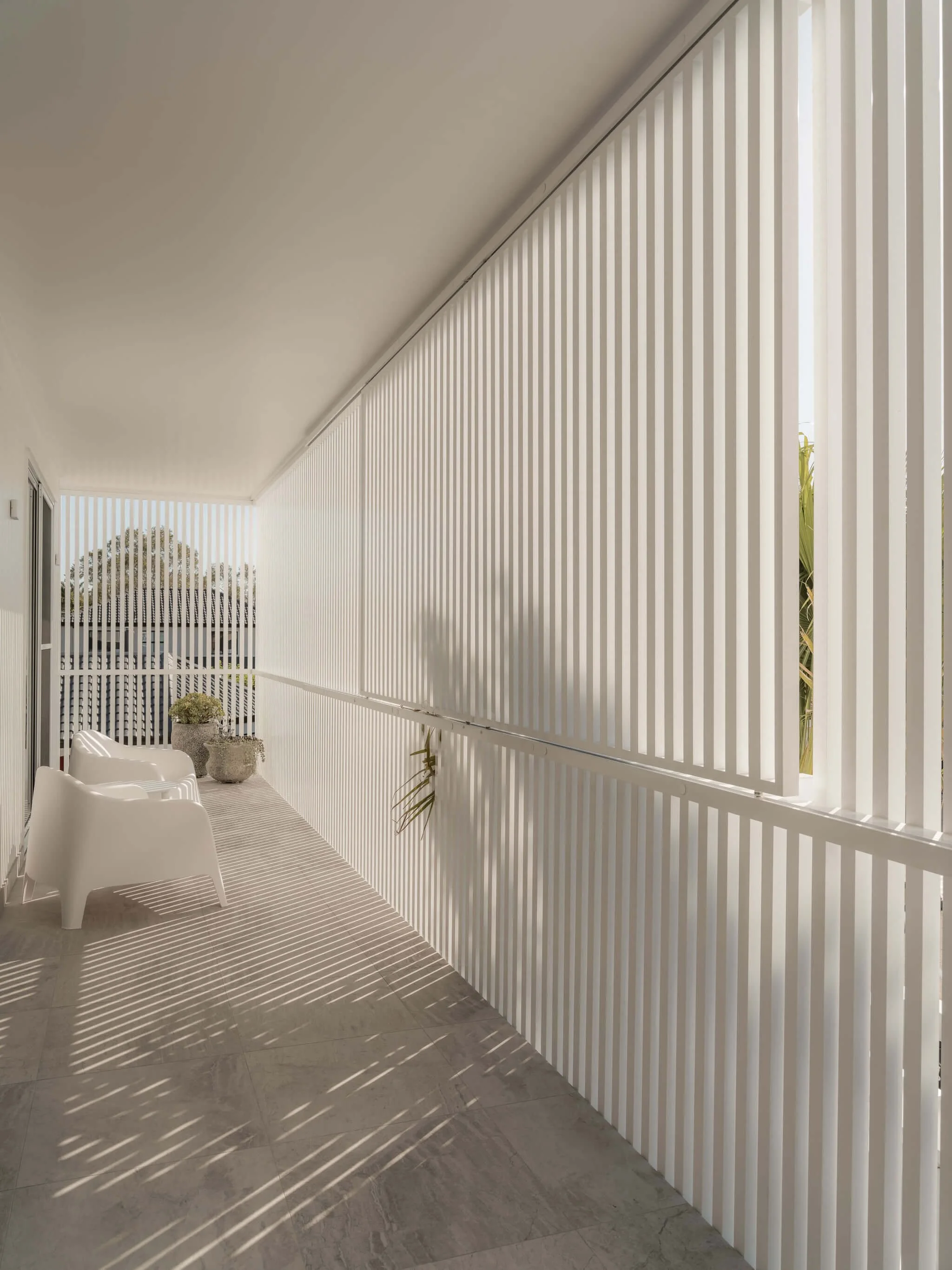 Parklane Place home Bulimba - verandah. Interiors by Borgeaud Interiors.