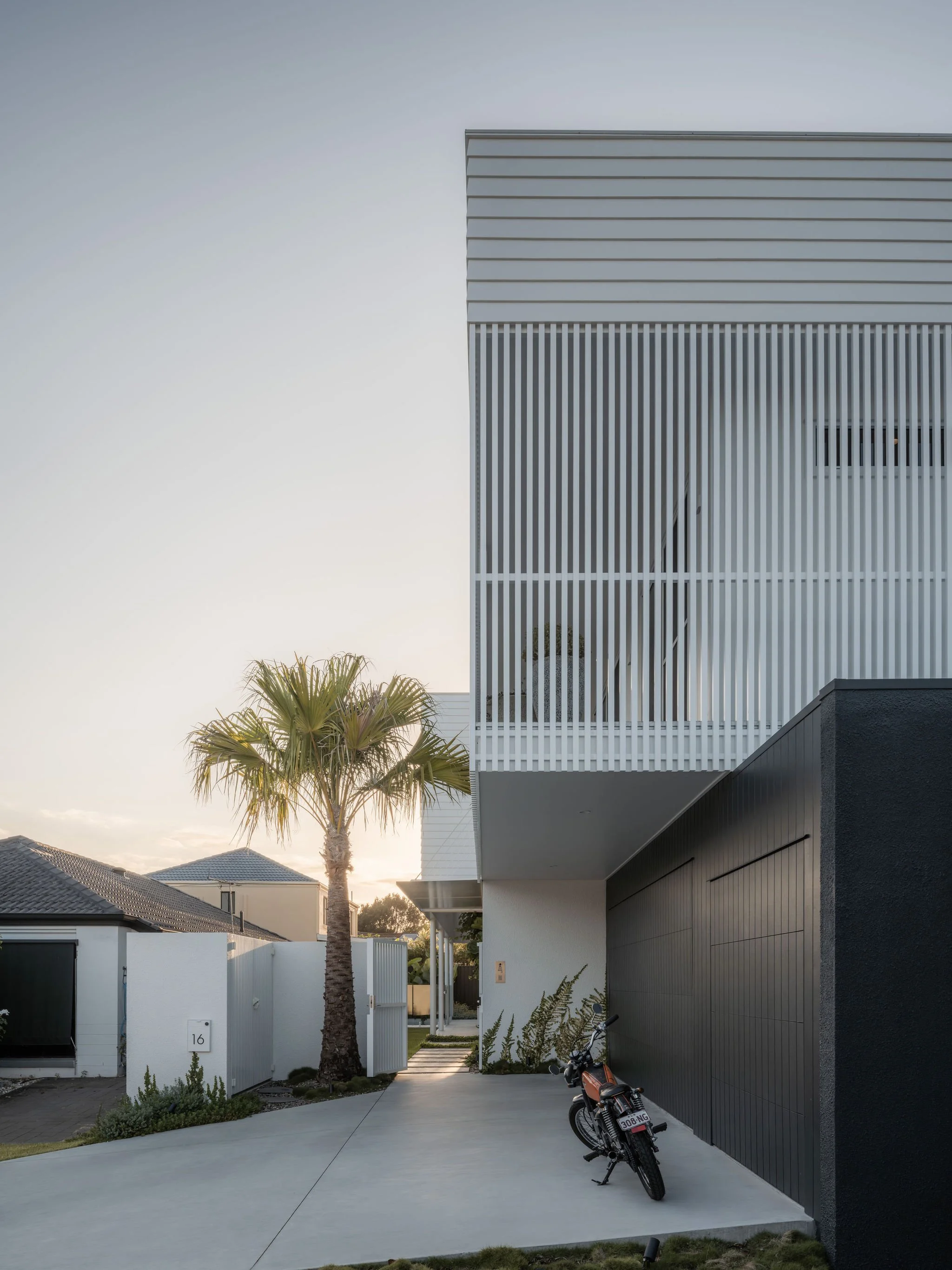 Parklane Place home Bulimba - entry & garage. Interiors by Borgeaud Interiors.