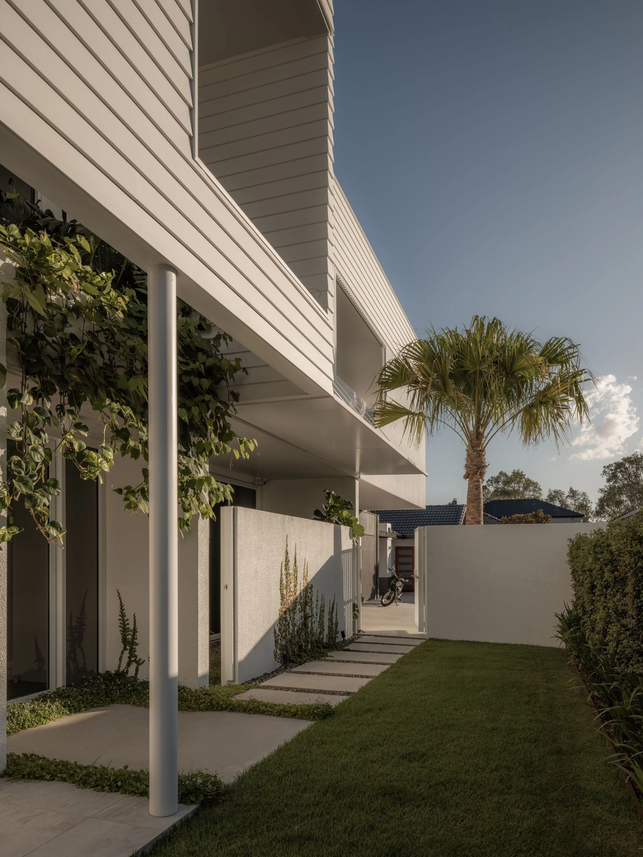 Parklane Place home Bulimba -side of house. Interiors by Borgeaud Interiors.