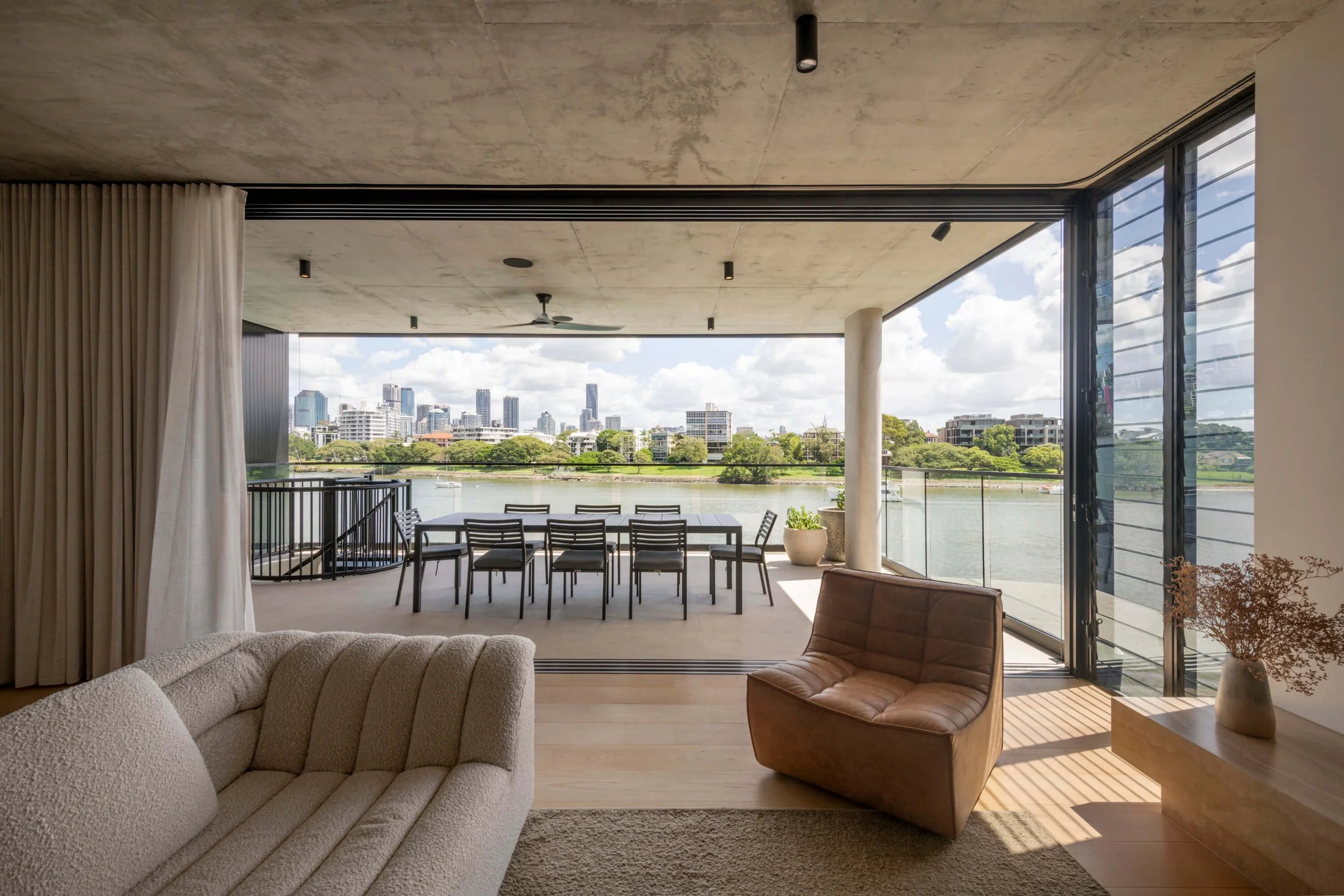 Akuna Laidlaw home East Brisbane - living room. Interiors by Borgeaud Interiors.