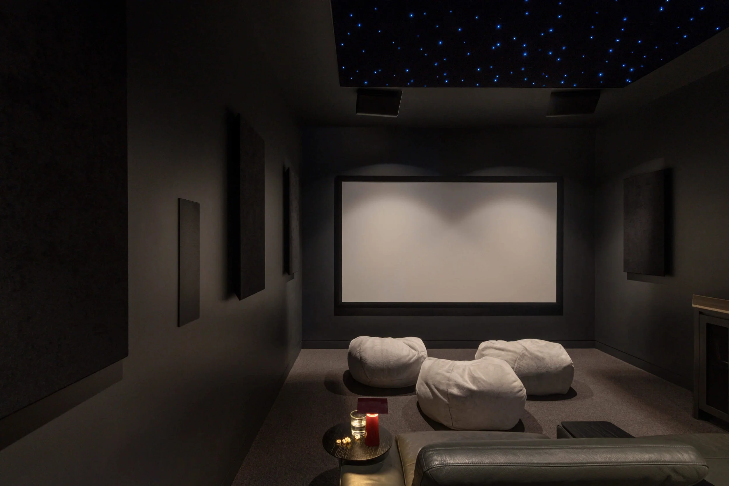 Akuna Laidlaw home East Brisbane - media room. Interiors by Borgeaud Interiors.