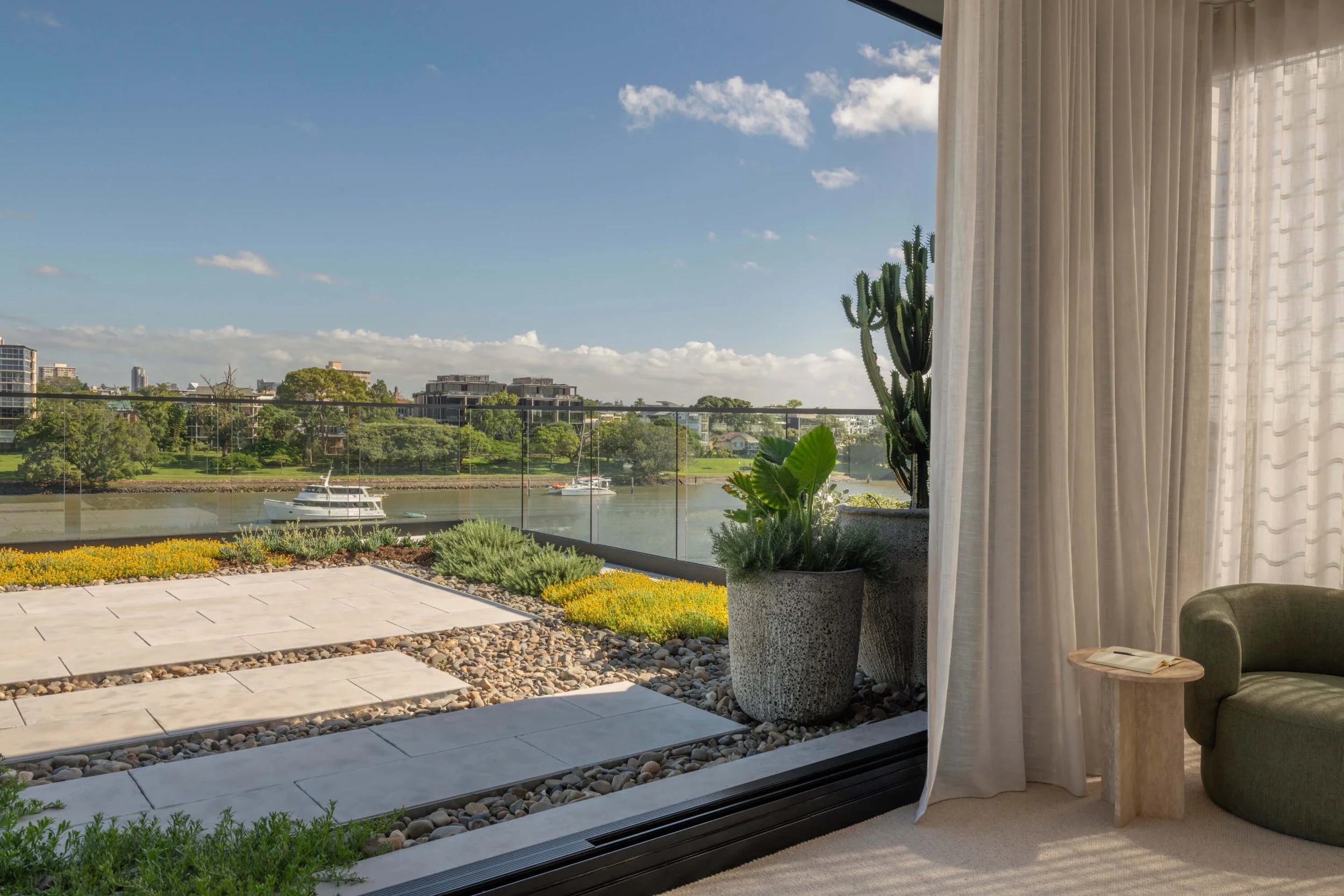 Akuna Laidlaw home East Brisbane - river views. Interiors by Borgeaud Interiors.