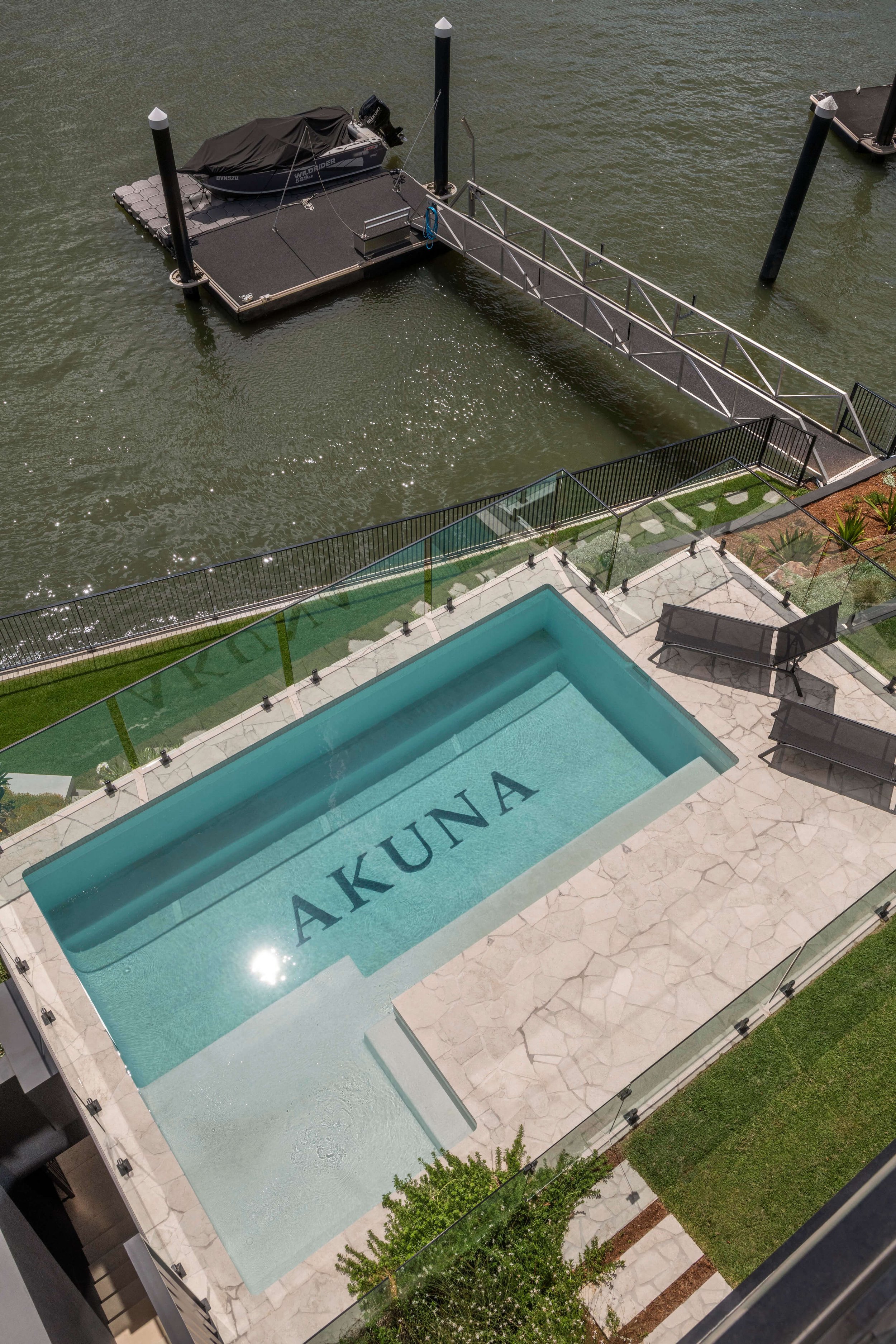 Akuna Laidlaw home East Brisbane - swimming pool. Interiors by Borgeaud Interiors.