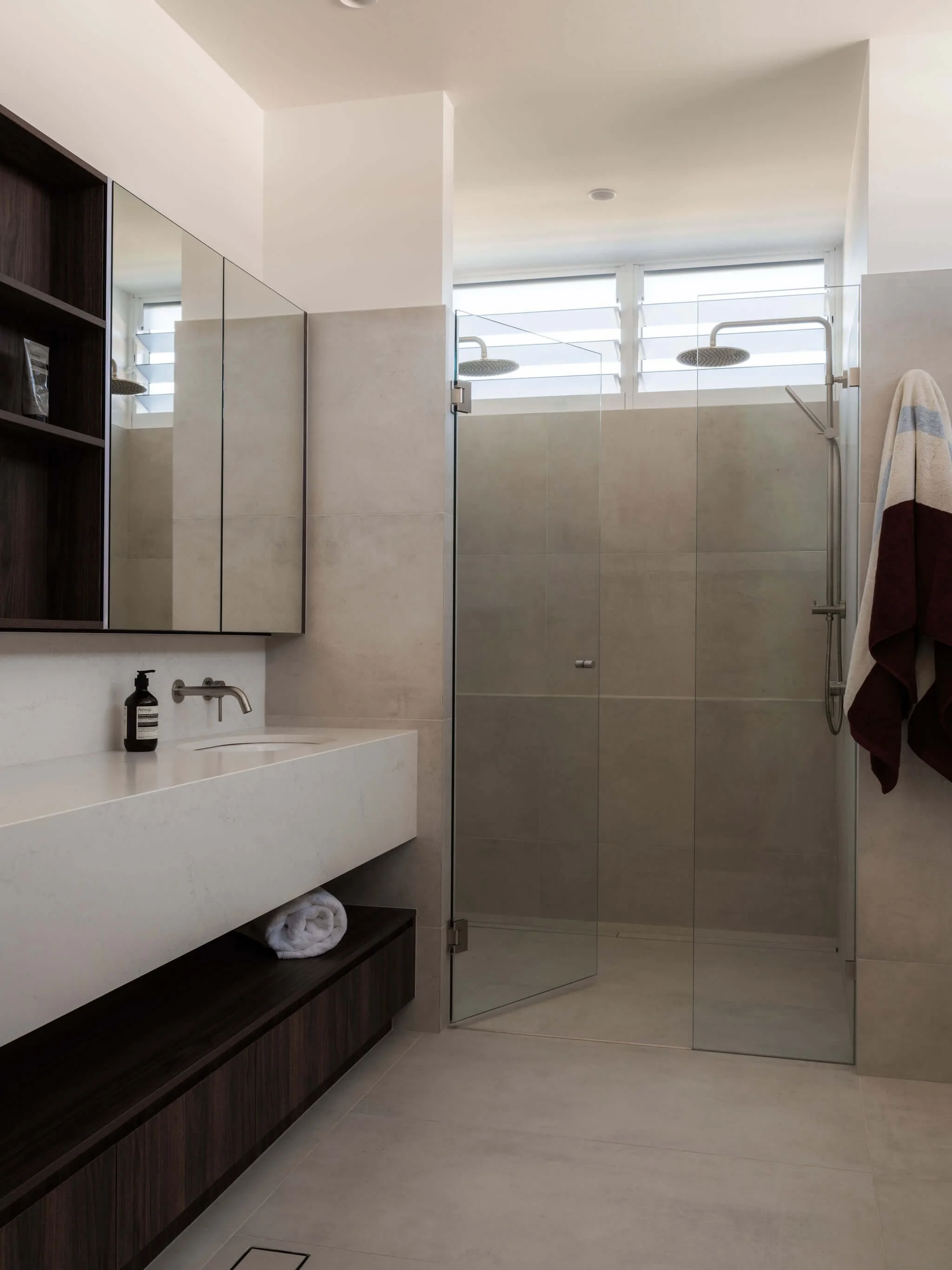 Parklane Place home Bulimba - bathroom. Interiors by Borgeaud Interiors.