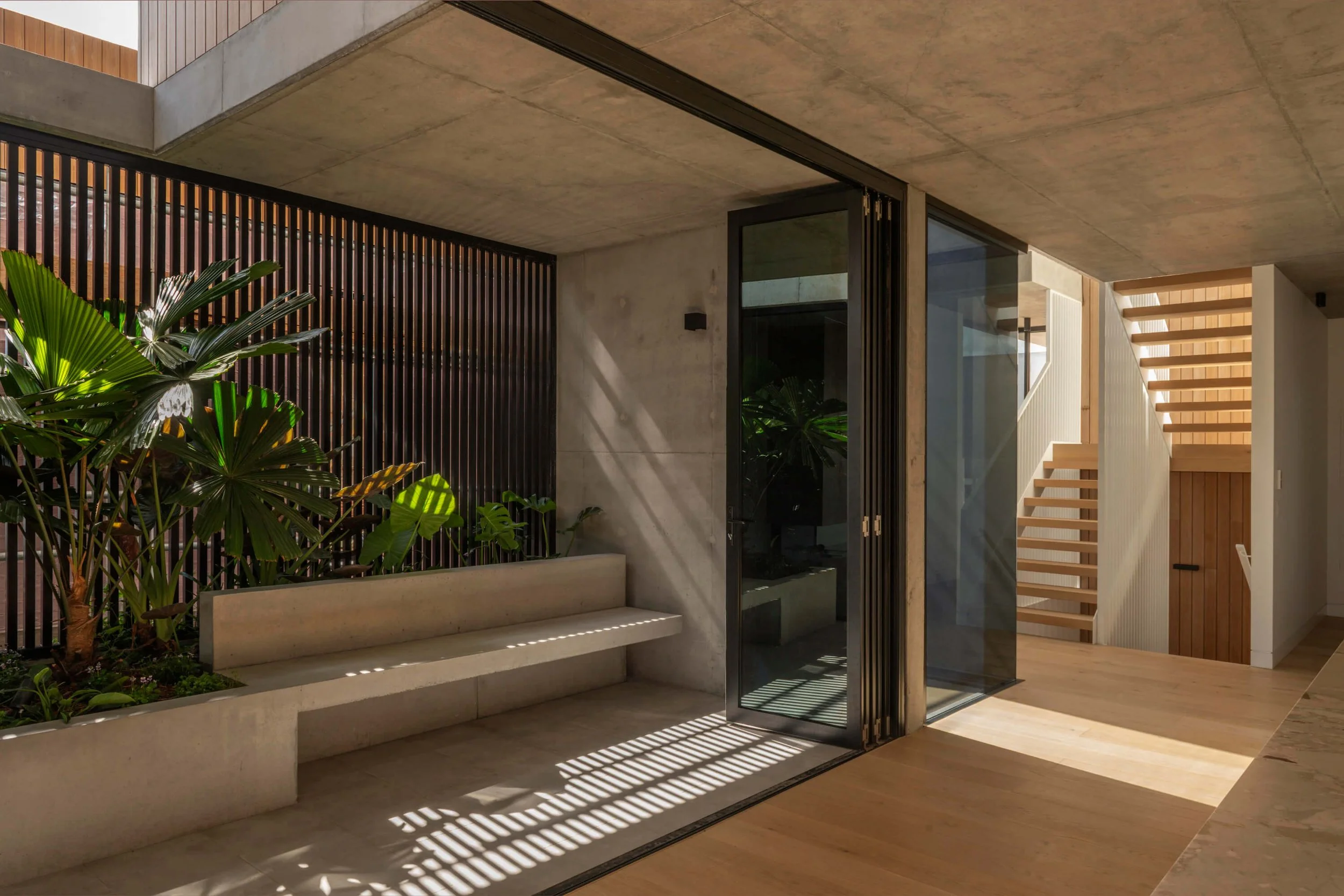 Akuna Laidlaw home East Brisbane - courtyard. Interiors by Borgeaud Interiors.
