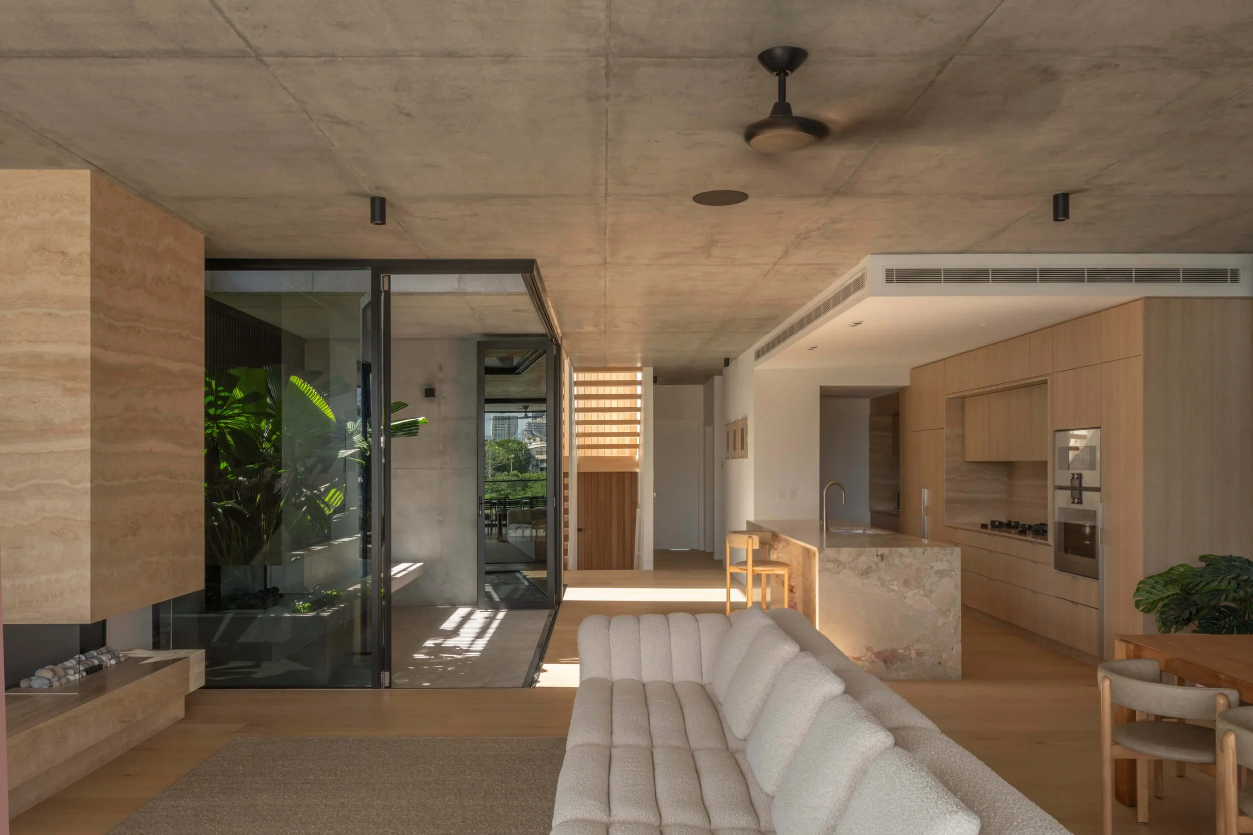 Akuna Laidlaw home East Brisbane - living room. Interiors by Borgeaud Interiors.