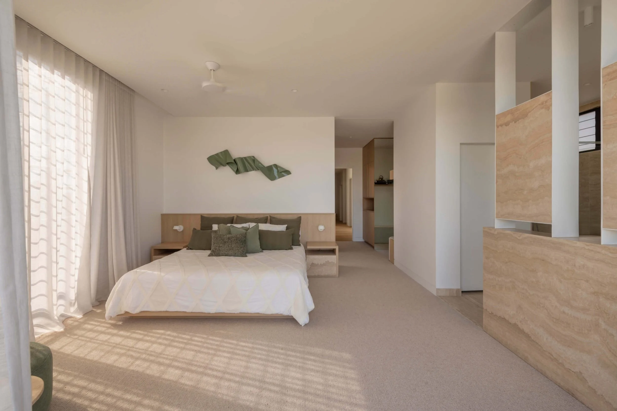 Akuna Laidlaw home East Brisbane - bedroom. Interiors by Borgeaud Interiors.