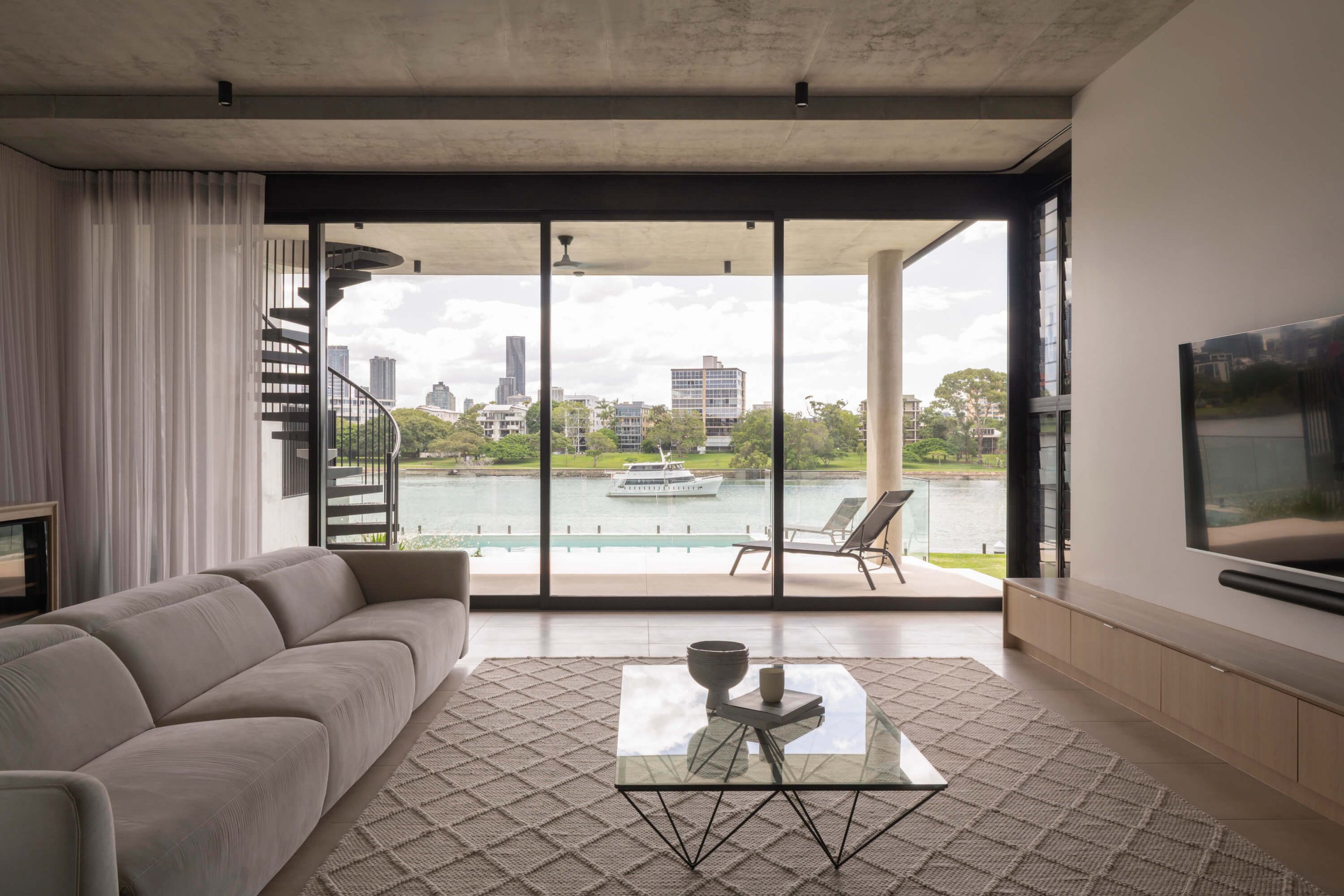 Akuna Laidlaw home East Brisbane - livng room. Interiors by Borgeaud Interiors.