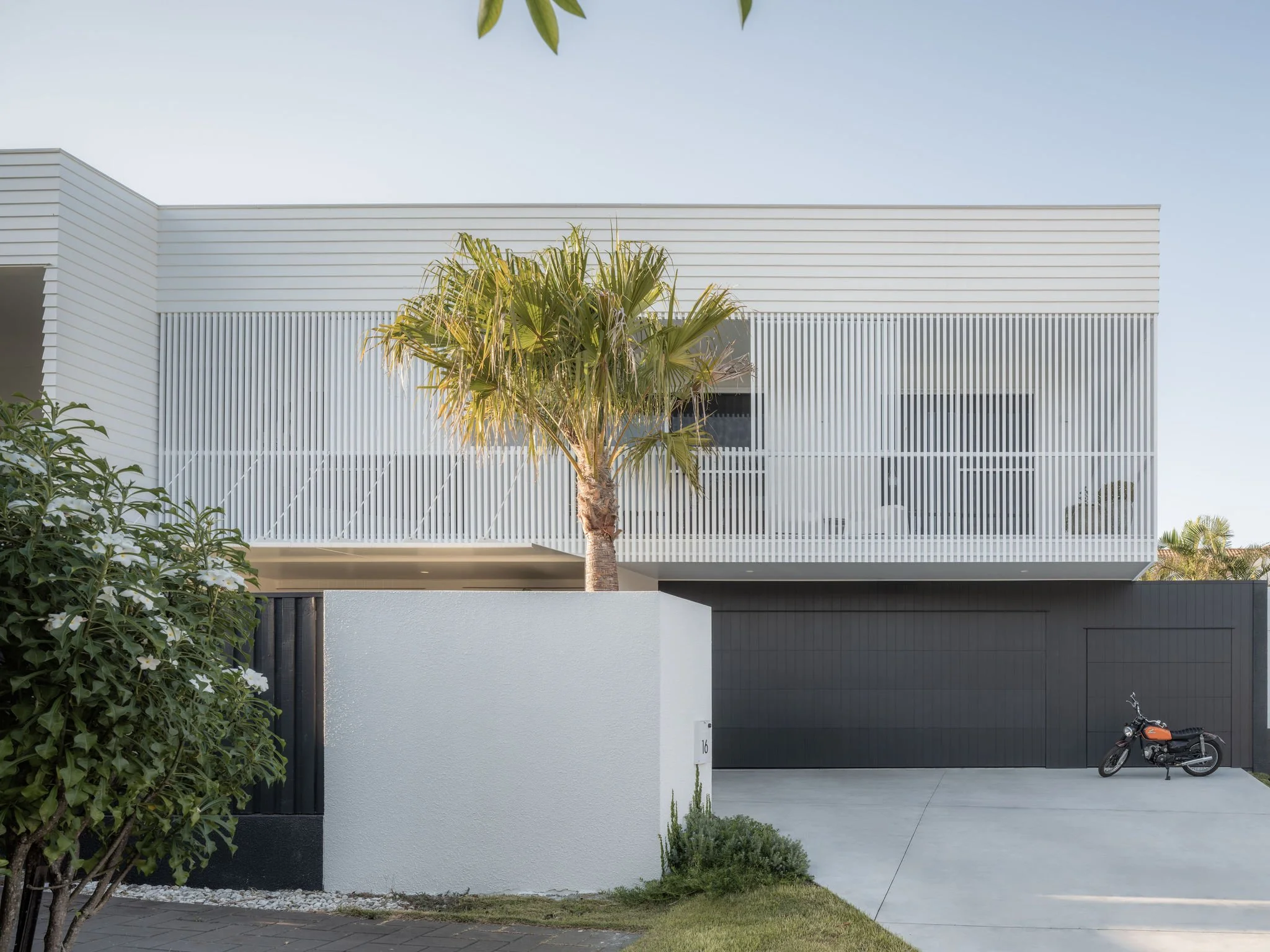 Parklane Place home Bulimba - street front. Interiors by Borgeaud Interiors.