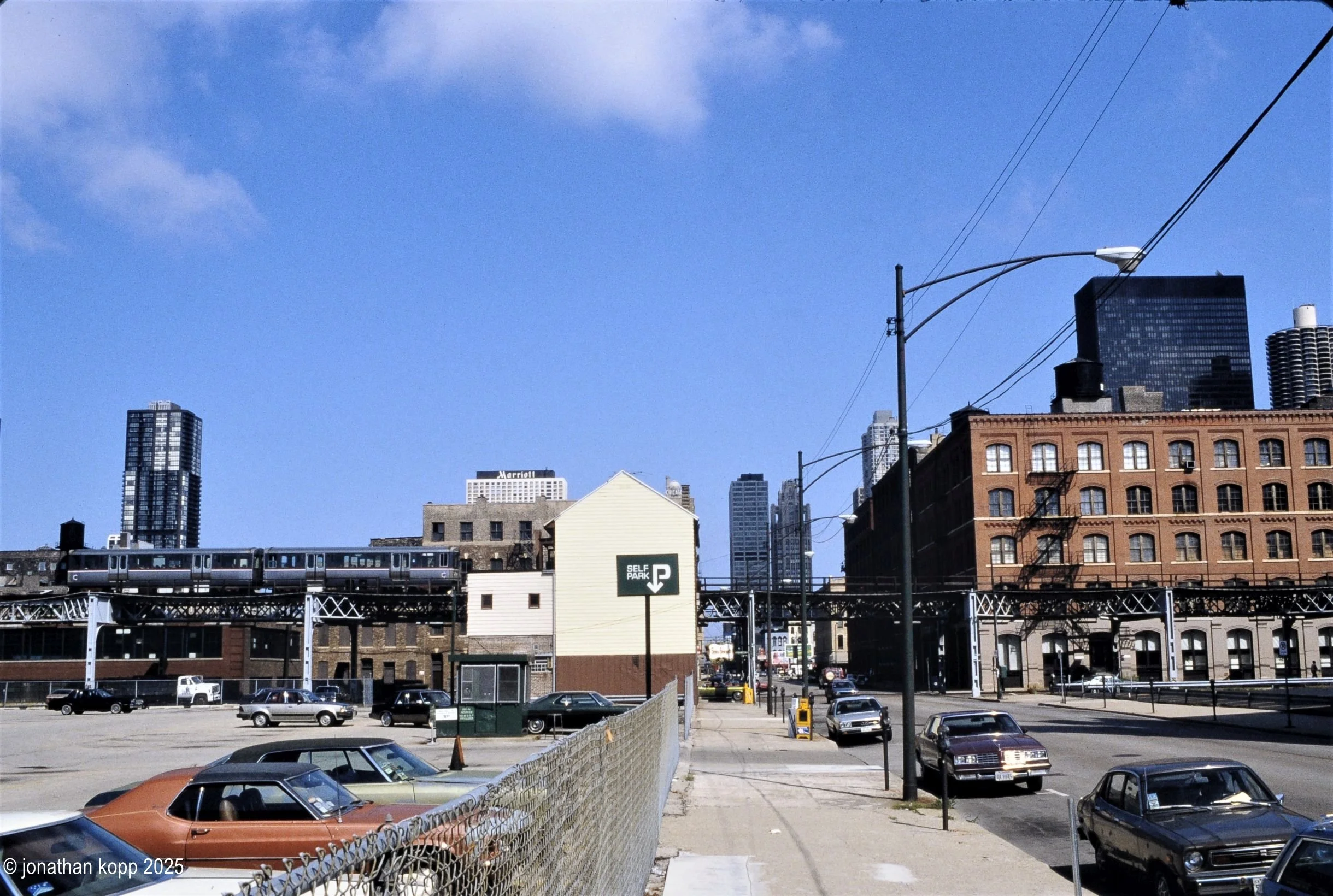 W. Illinois St, Marina City beyond, 1984