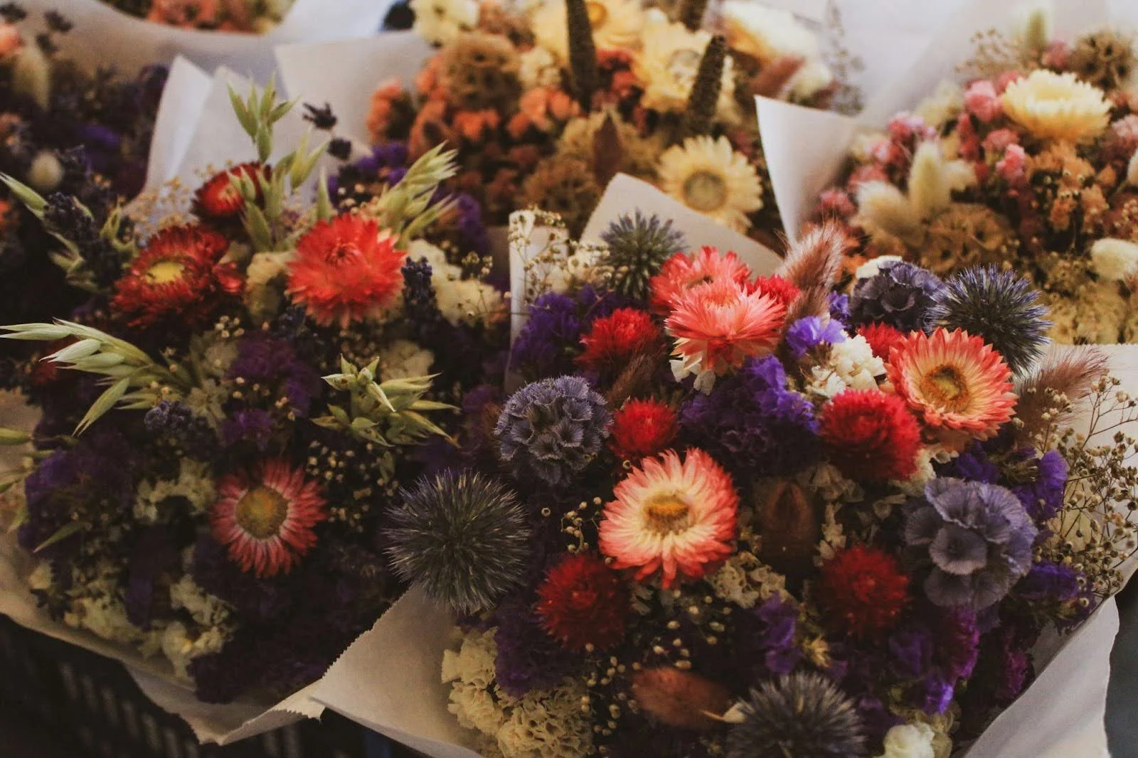 colorful dried flower bouquets