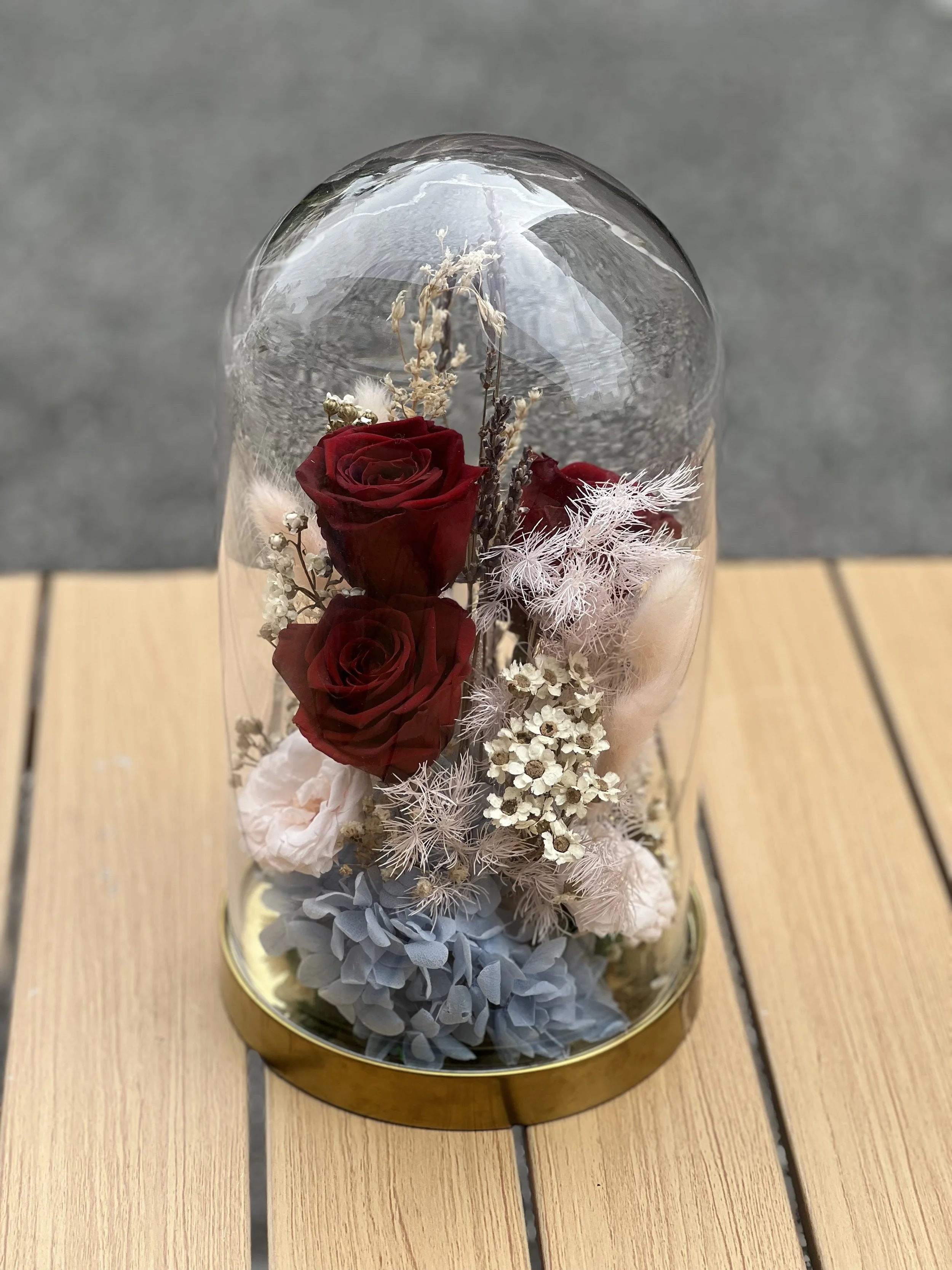 Cylinder Special Preserved Dome (Big - Red Roses)