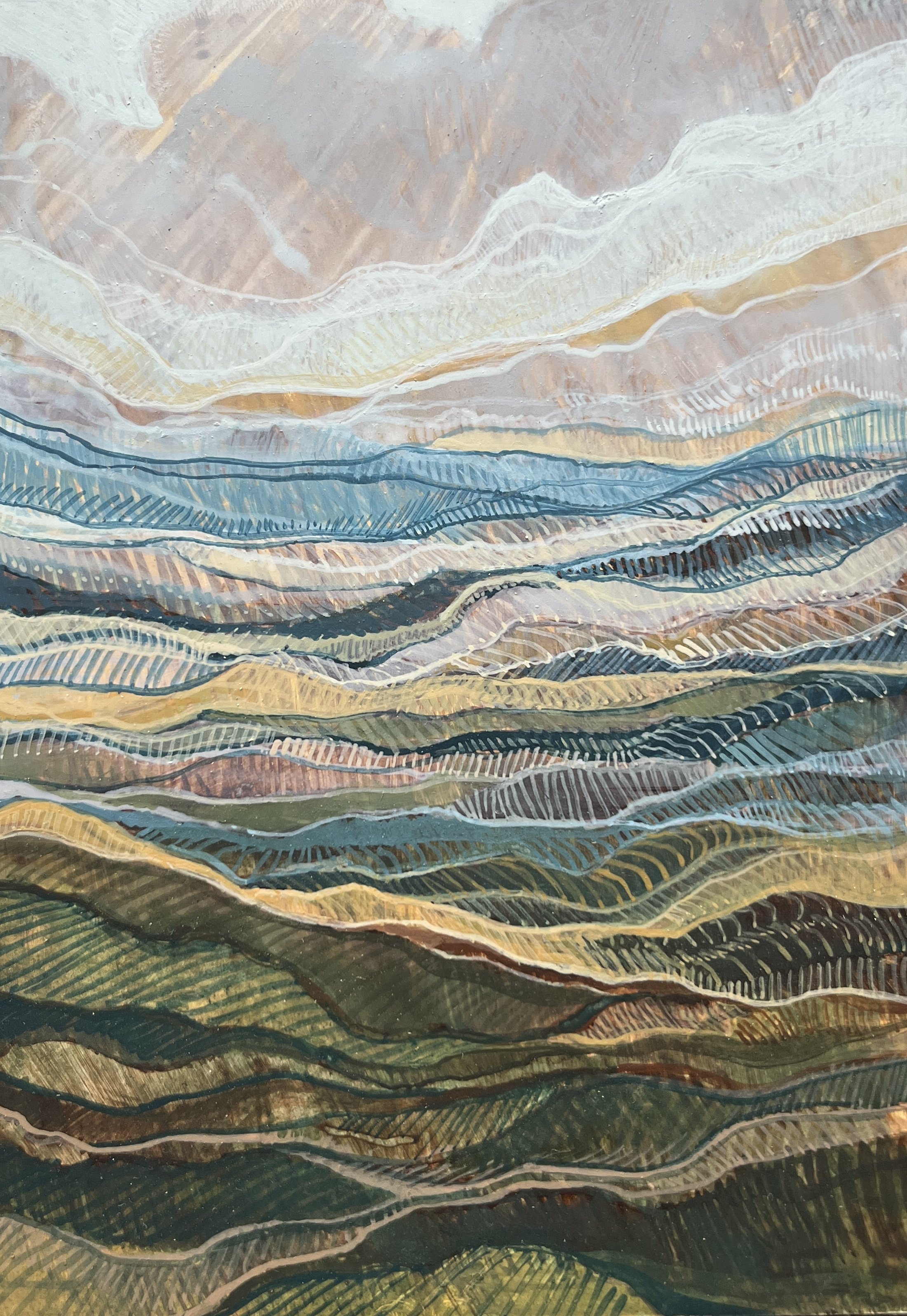Lines 1, egg tempera on panel, 5x7"