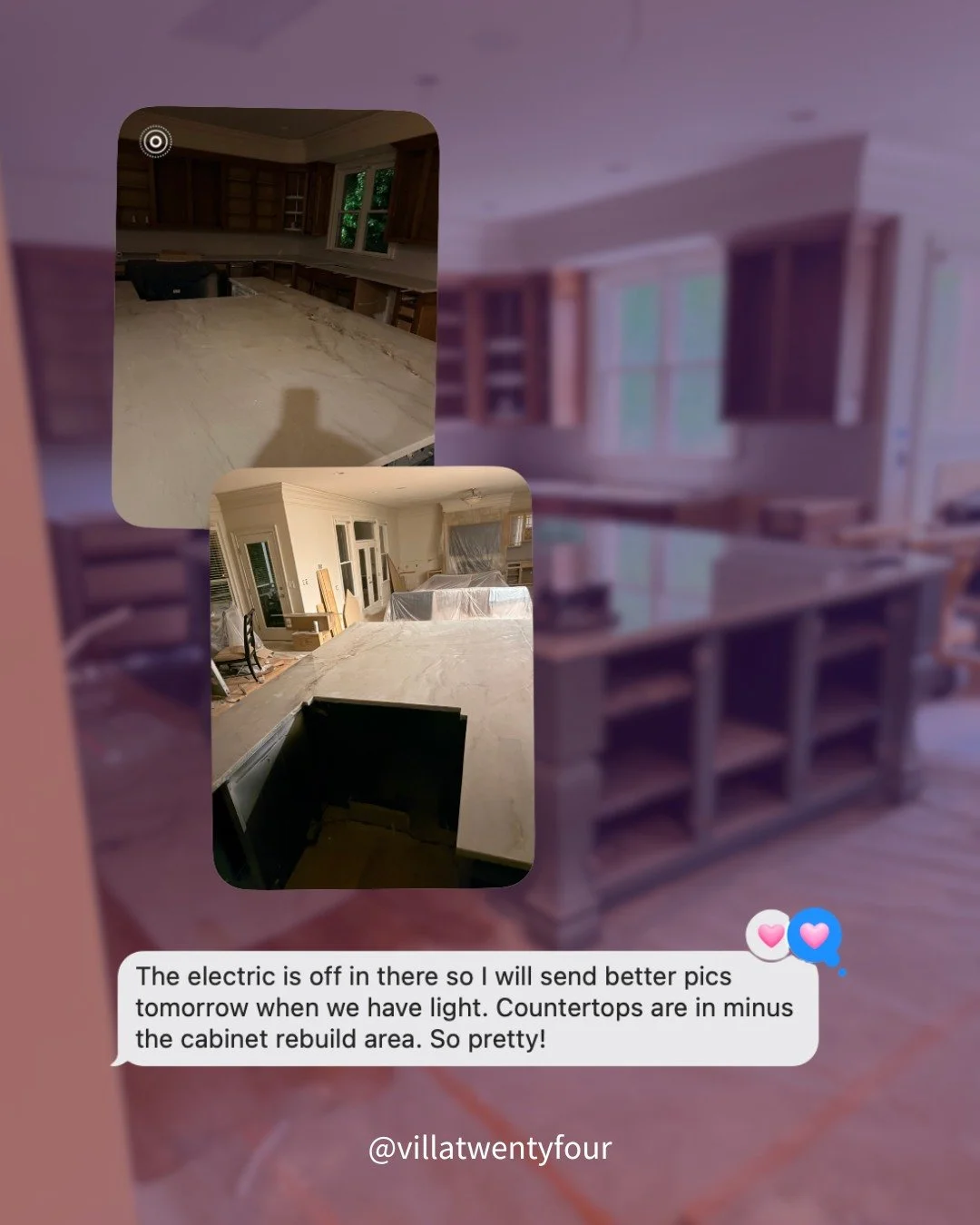 Texts like these keep us going. The countertops are in and this kitchen is already looking beautiful even mid construction. Still a few steps to go but the vision is really coming to life and we could not be more excited. 

Stay tuned for the final r