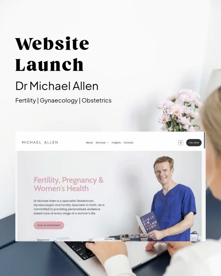 A new digital home for Dr Michael Allen.

@drmichael_allen is a Perth Obstetrician, Gynaecologist and Fertility Specialist, caring for women across fertility, pregnancy and gynaecological health. 

The goal for his new website was to create something