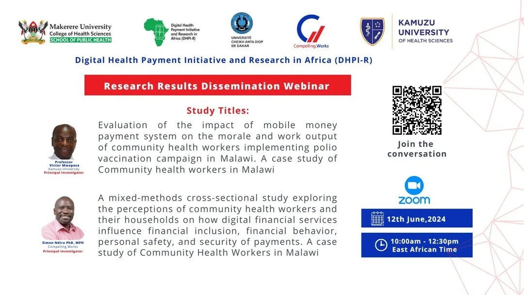 We invite you all to join us as we disseminate the research findings of our most recent study in line with digital health payment initiatives in the health sector.

When: 12th June 2024
Time: 10:00 am (EAT) or 09:00 am (CAT)
Register: Scan QR to regi