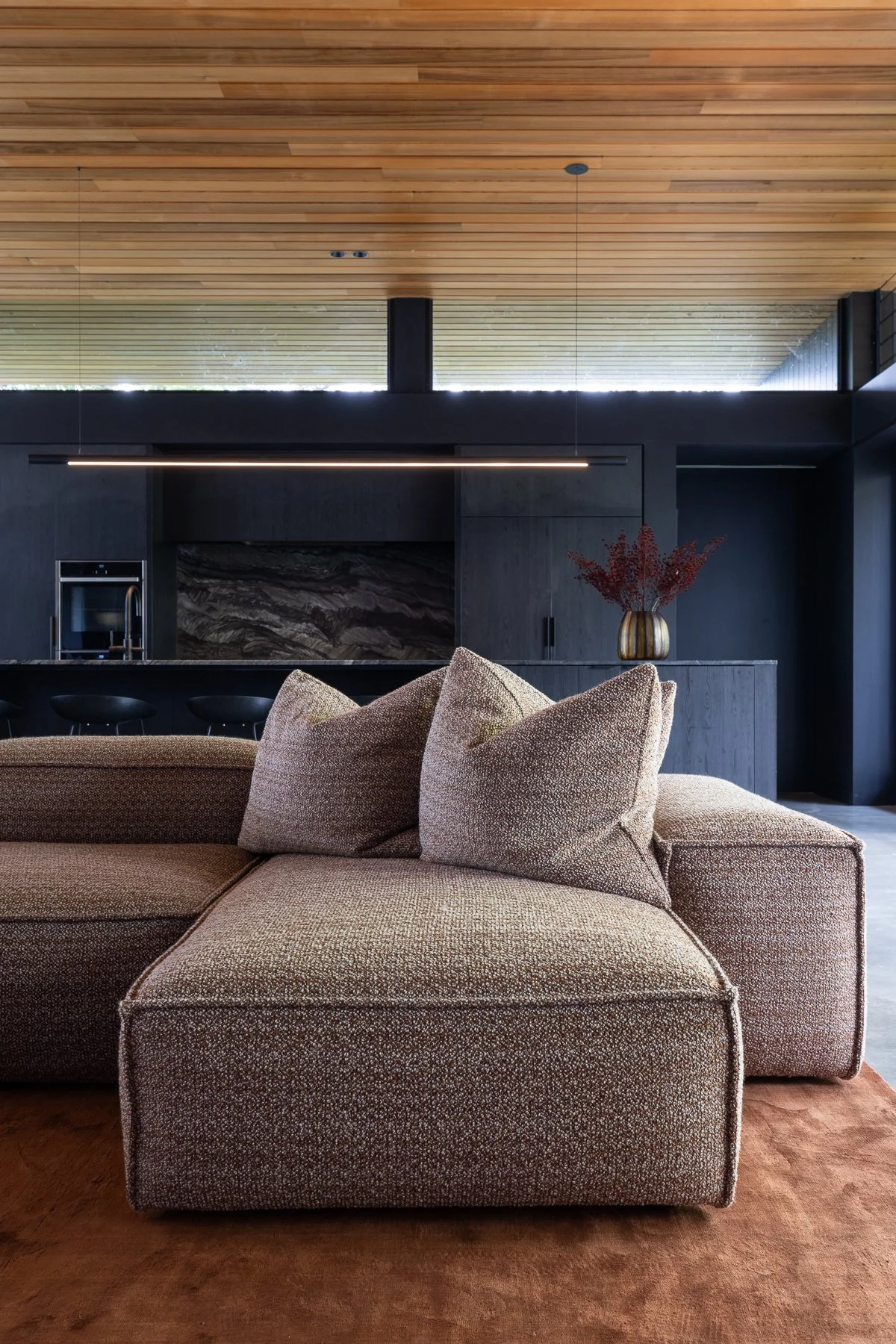 Close up of contemporary sofa