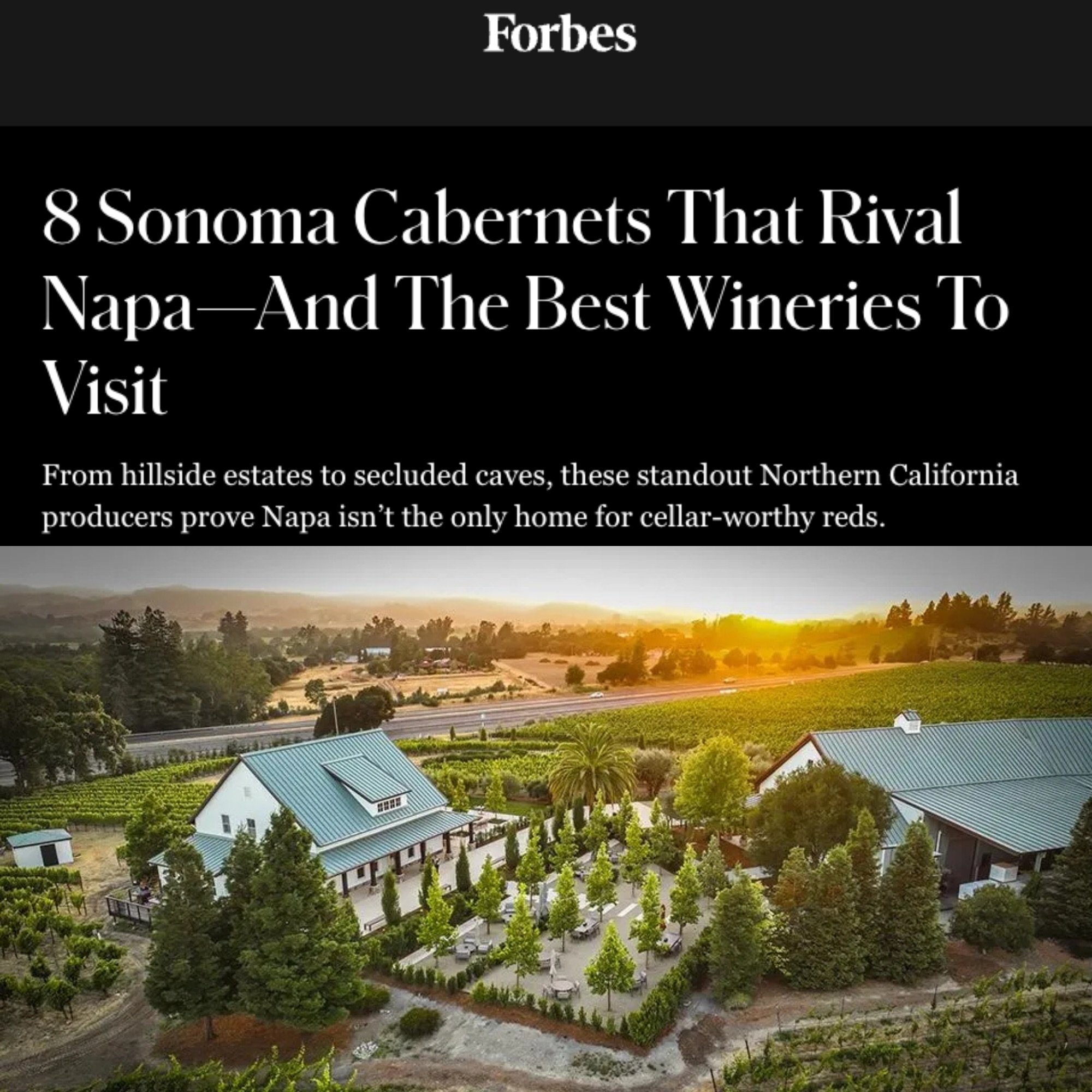 Sonoma Cabernet Sauvignon 😍🍷

Huge congratulations to @merriamvineyards and @mascarinwines both being named in Forbes Travel Guide's "8 Sonoma Cabernets That Rival Napa." By @katesweeneywrites 

Two families who have been at it for over 2