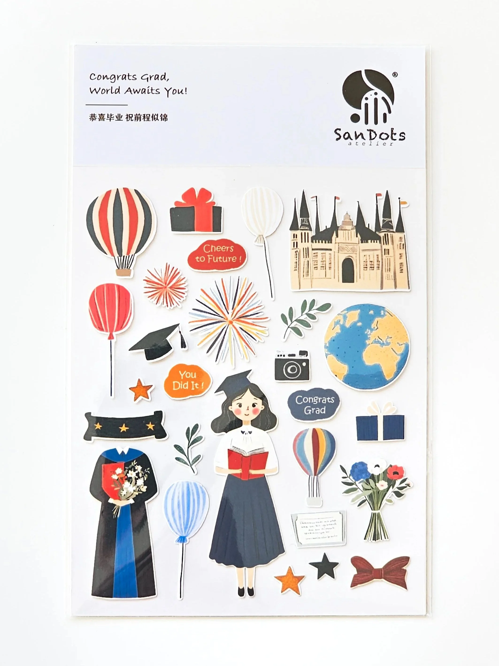 SanDots Atelier - Congrats Grad, World Awaits You! Sticker Sheet