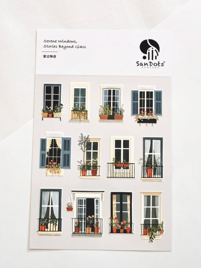 SanDots Atelier - Serene Windows, Stories Beyond Glass Sticker Sheet
