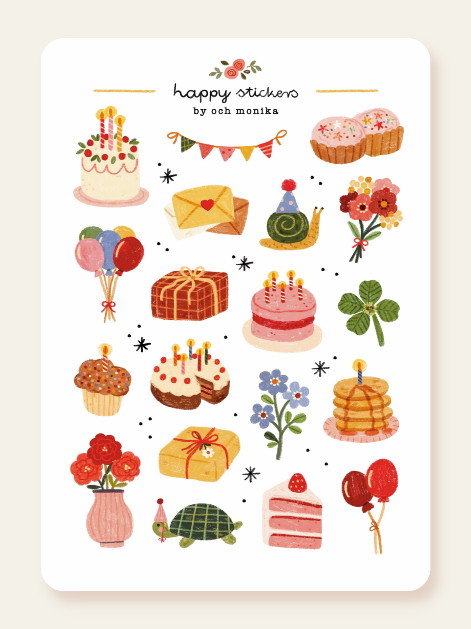 Och Monika - Happy Birthday SS024 Sticker Sheet