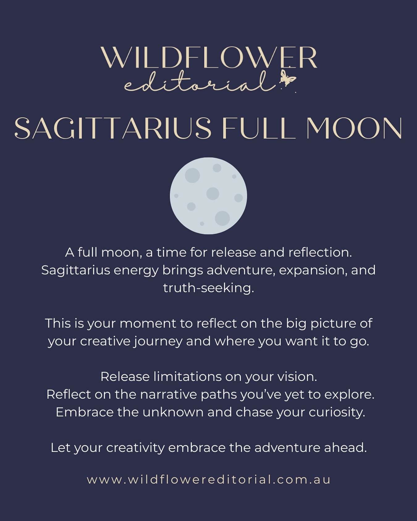 🌕 Full Moon in Sagittarius. A moment to look up, breathe deep, and dream a little wider.
 This is a moon for storytellers, for seekers, for those chasing meaning in both wild adventure and quiet words.
 Let your creativity stretch toward possibility