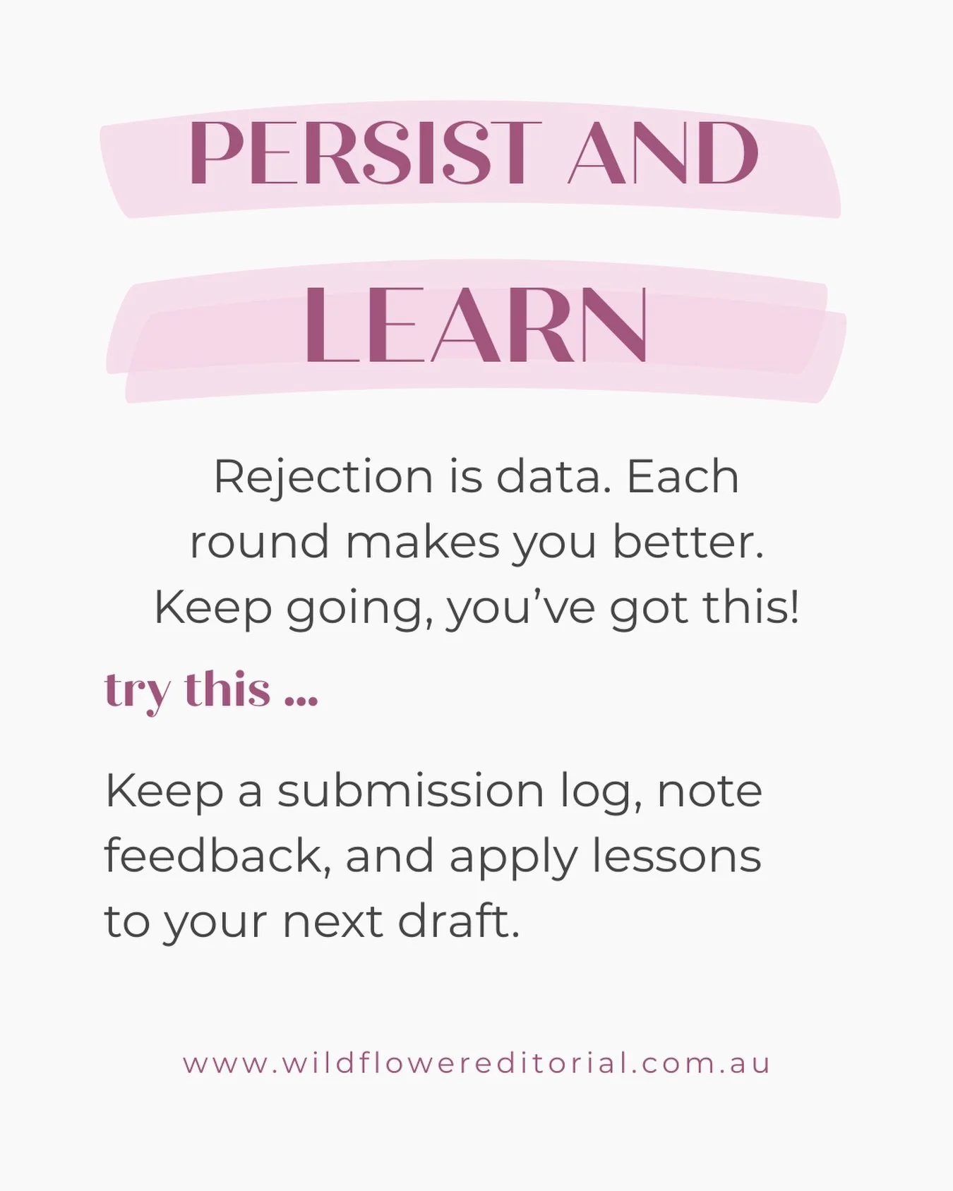 Rejection is information, not a judgement ✨ 

Each submission and revision makes you a stronger writer.

If you&rsquo;re feeling discouraged, keep going anyway 🤍
