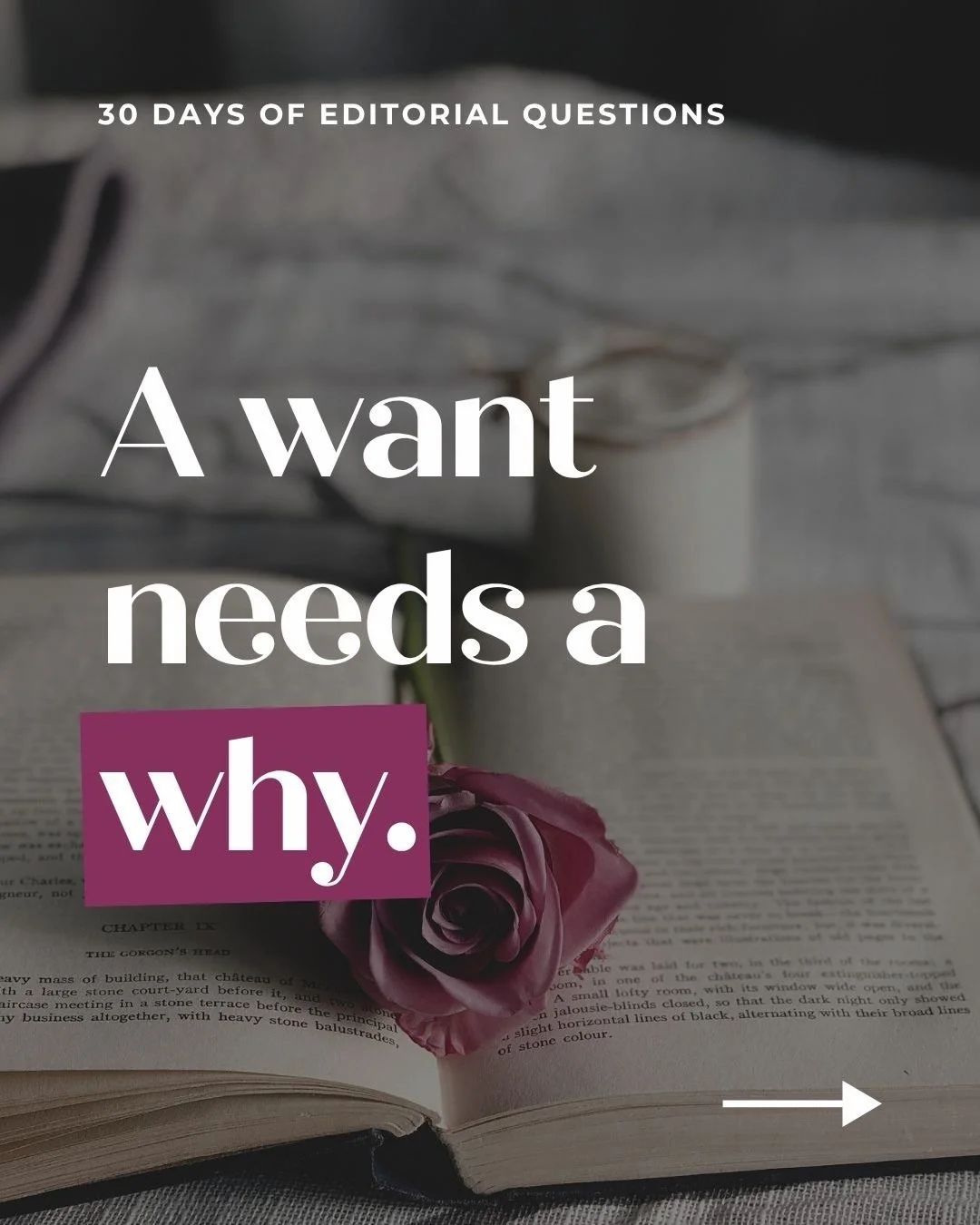 A want needs a why. 🤷🏼&zwj;♀️

Yesterday, we looked at what your protagonist wants.

Today, we&rsquo;re going one layer deeper.

When I&rsquo;m developmentally editing a manuscript, I want to understand not just what a character is trying to achiev