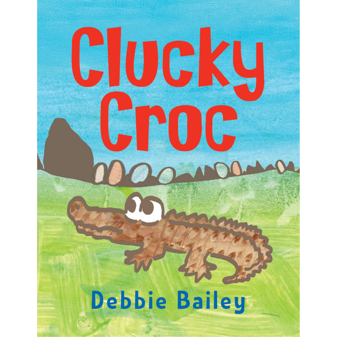 Children's book cover titled "Cucky Croc" by Debbie Bailey, edited by Wildflower Editorial