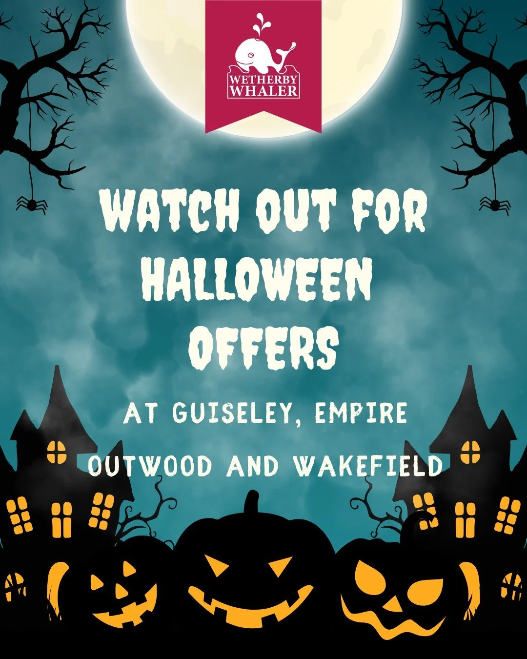 🎃👻🦇 Look out for our spoooooktacular offers at Wetherby Whaler Guiseley, Empire Outwood and Wakefield! 🦇👻🎃

#halloween #offers #guiseley #wakefield #fishandchips