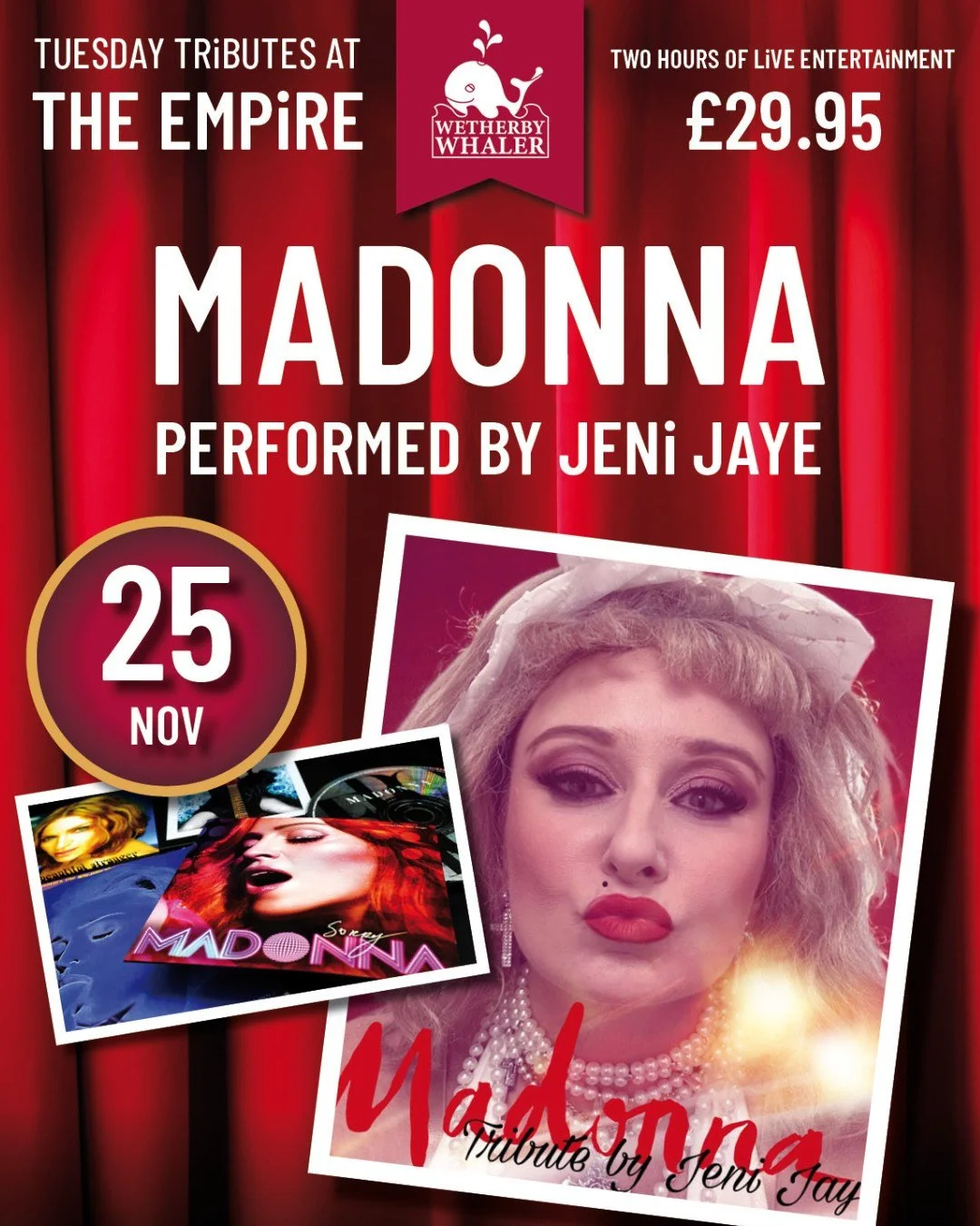 🎤🎶 We&rsquo;ve got a fantastic line-up of tributes throughout November and December at Wetherby Whaler Empire Outwood and Guiseley - don&rsquo;t miss out, tickets include a two-course fish and chips meal! 🎶🎤

#wakefield #guiseley #tributeacts