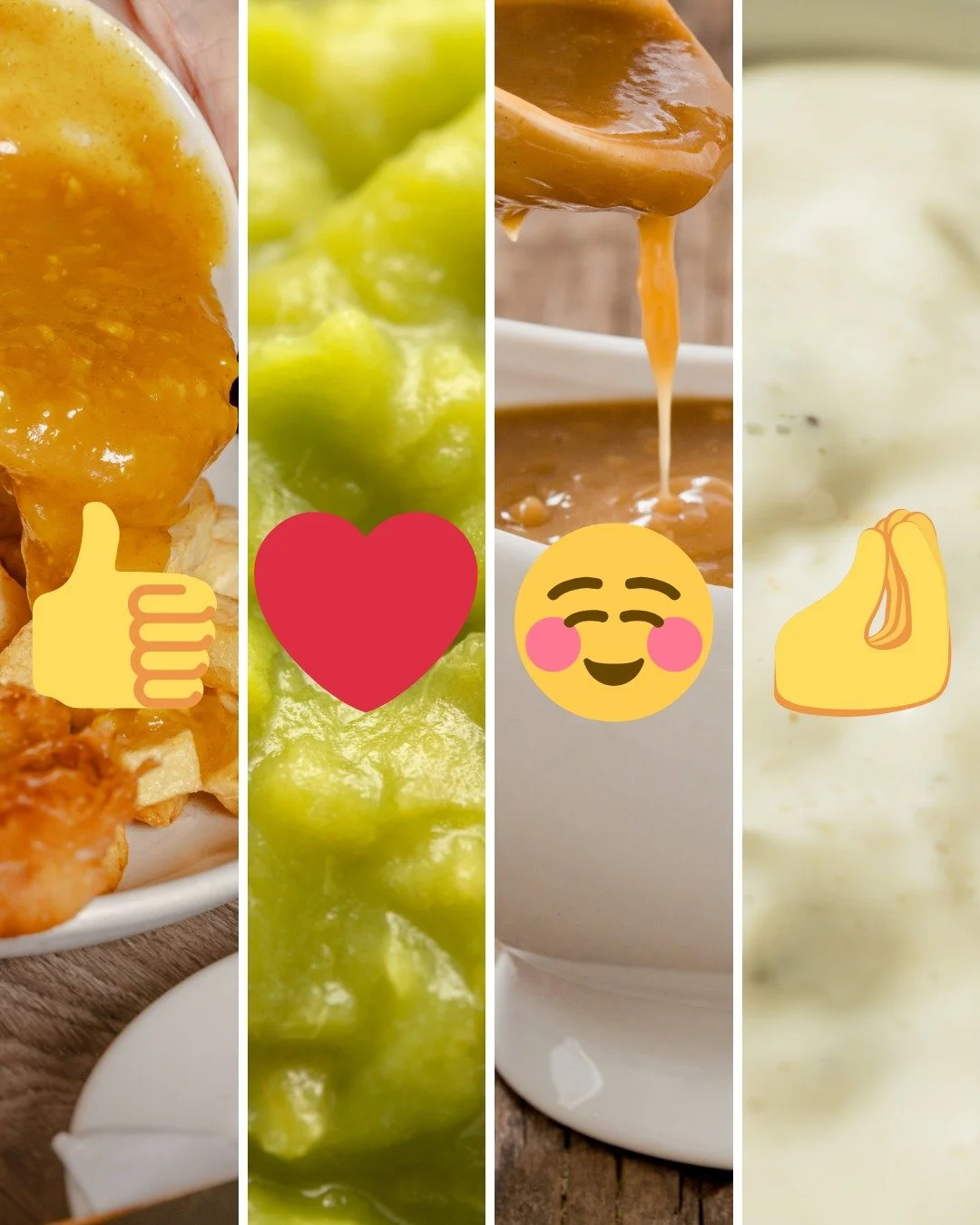 ✅ Pick your chippy sidekick: ✅

👍 Curry sauce

❤️ Mushy peas

☺️ Gravy

🤌 Tartar sauce

Leave the emoji to vote below!

#sidedishes #votenow #fishandchips