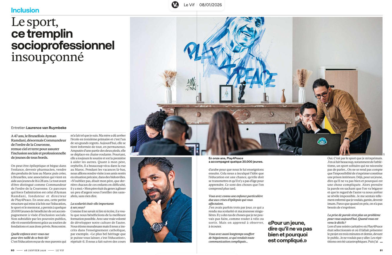 Ayman Ramdani dans Le Vif : "Le sport, ce tremplin socioprofessionnel insoupçonné"
