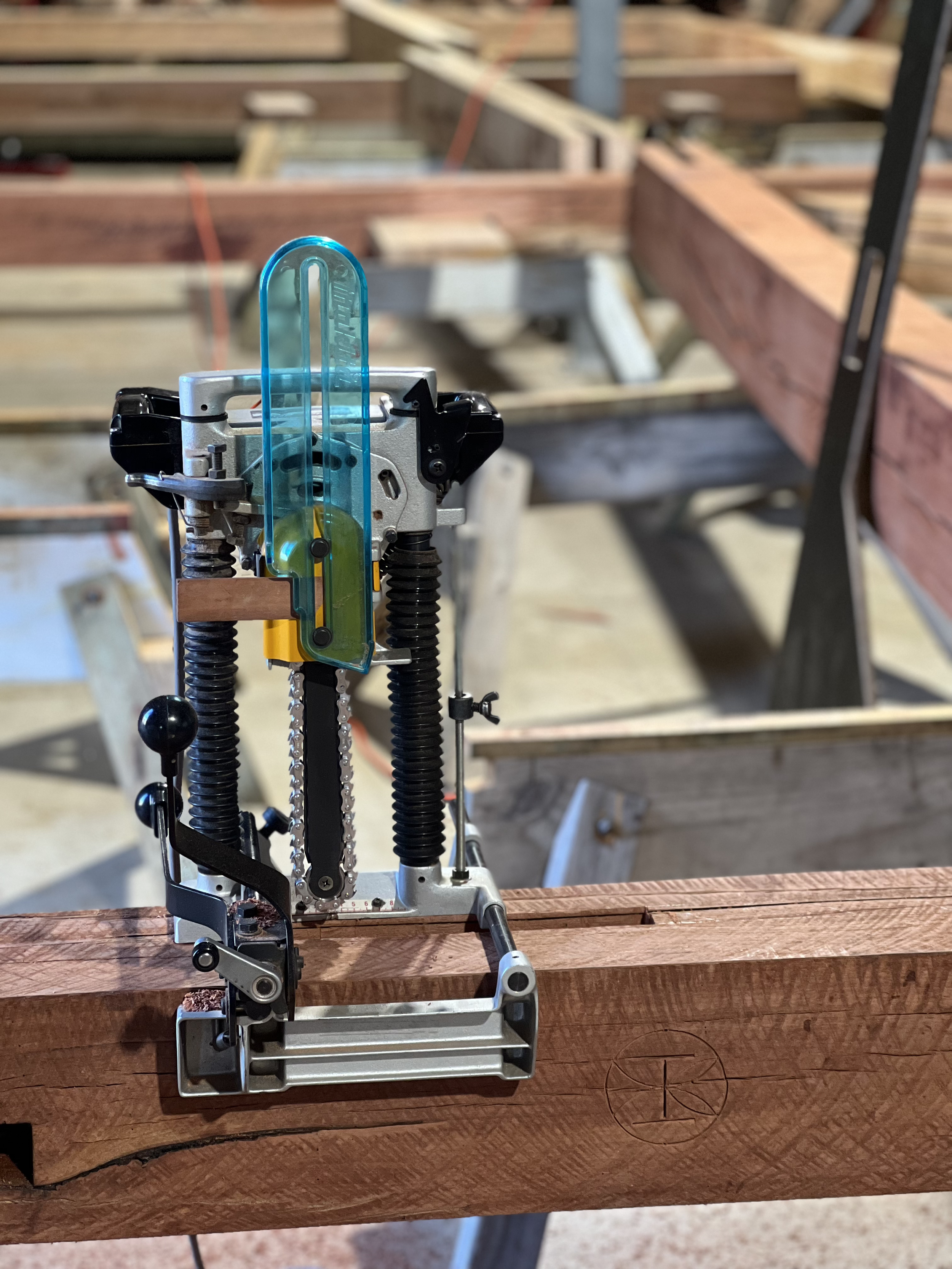 The hardest worker in the workshop, our makita chain morticer is used to create the mortice pockets in our joinery